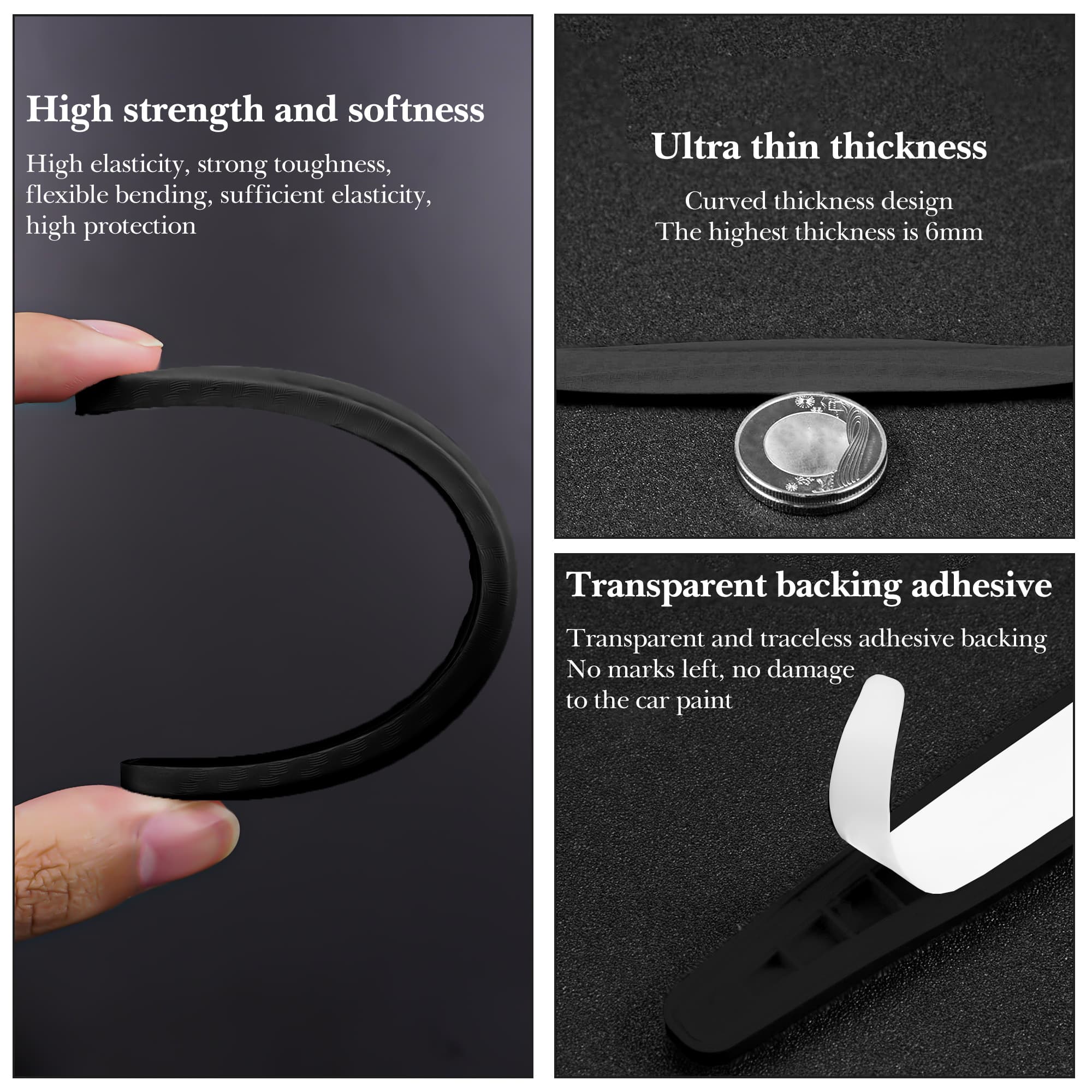 ReignSword 4 Pcs Car Door Edge Guards, Anti-Scratch Anti-Collision Self Adhesive Bumper Protector Trim Strip, Universal Car Exterior Accessories Door Guards for Cars Trucks SUVs (Black) - 2