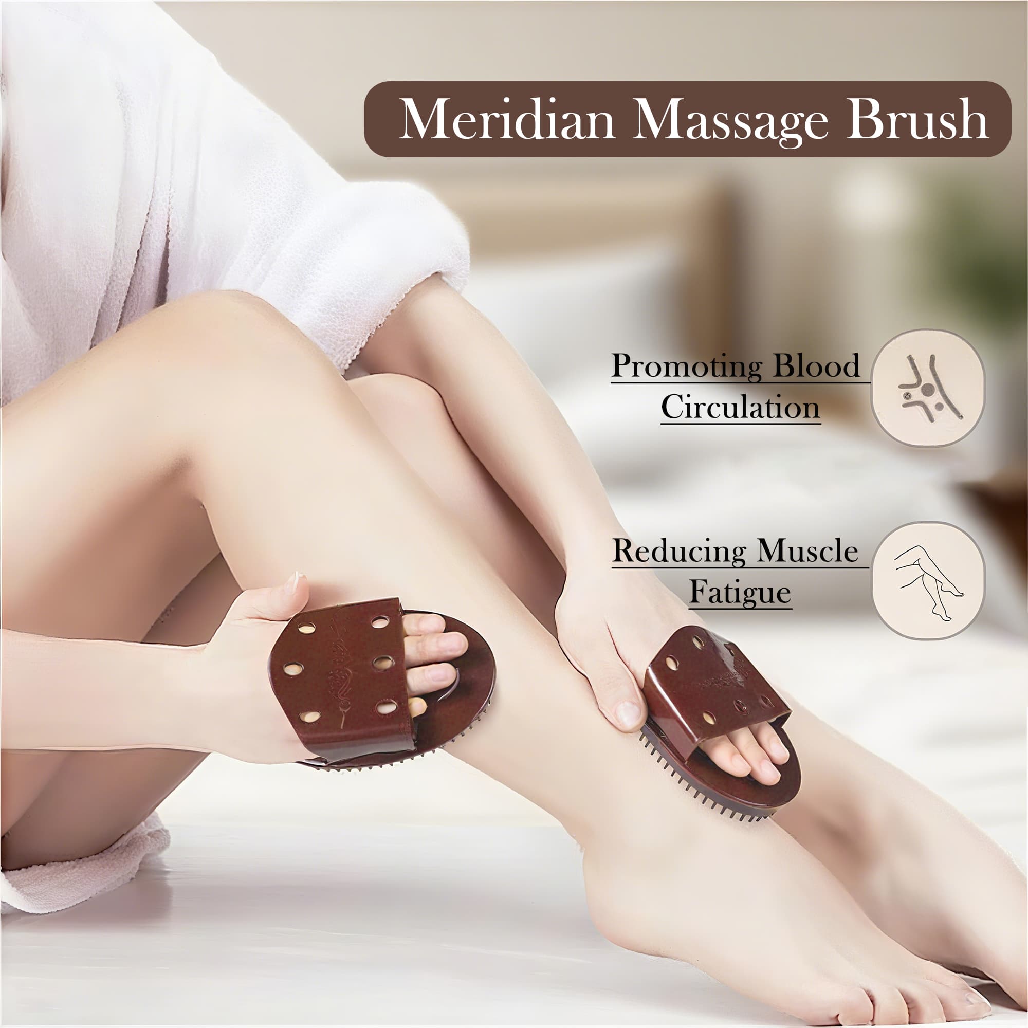 ReignSword 2Pcs Meridian Brush Massage Set, Beauty Salon Professional Acupressure Comb, Full Body Relaxation Therapy Tools, Portable Handheld Cepillo De Meridianos Para Masajes (Coffee) - 4
