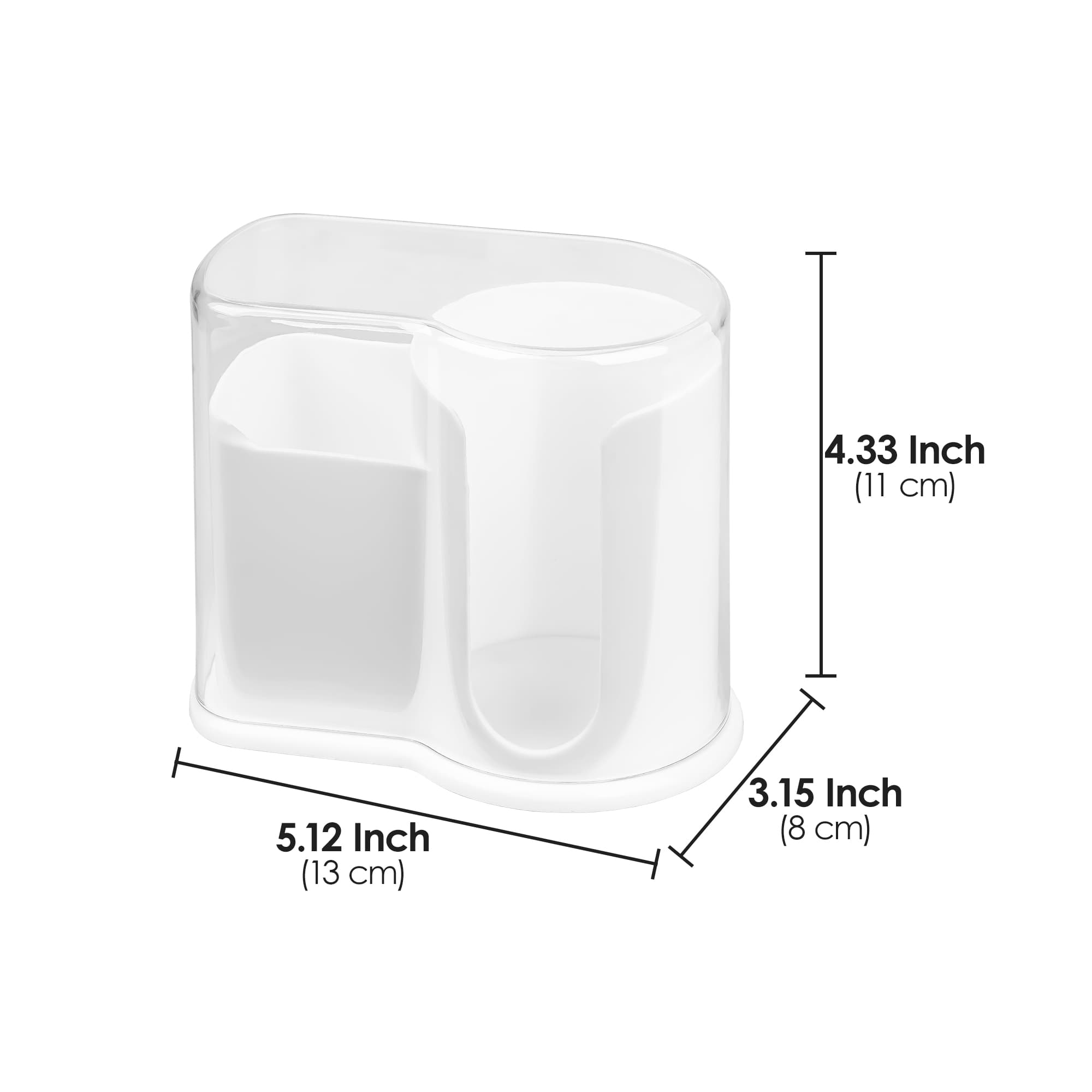ReignSword Cotton Pad Holder with Lid, 2 Compartment Qtip and Cotton Ball Dispenser, Clear Bathroom Countertop Storage Container for Makeup Remover Pads, Toothpicks, Vanity Organizer (White) - 3