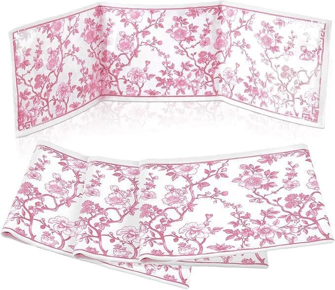 ReignSword 4 Pack Chinoiserie Mahjong Card Sleeve, Soft-printed Fabric Mahjong Card Holder, Scorecard Protector Holder Cover Gifts (Pink) - 7