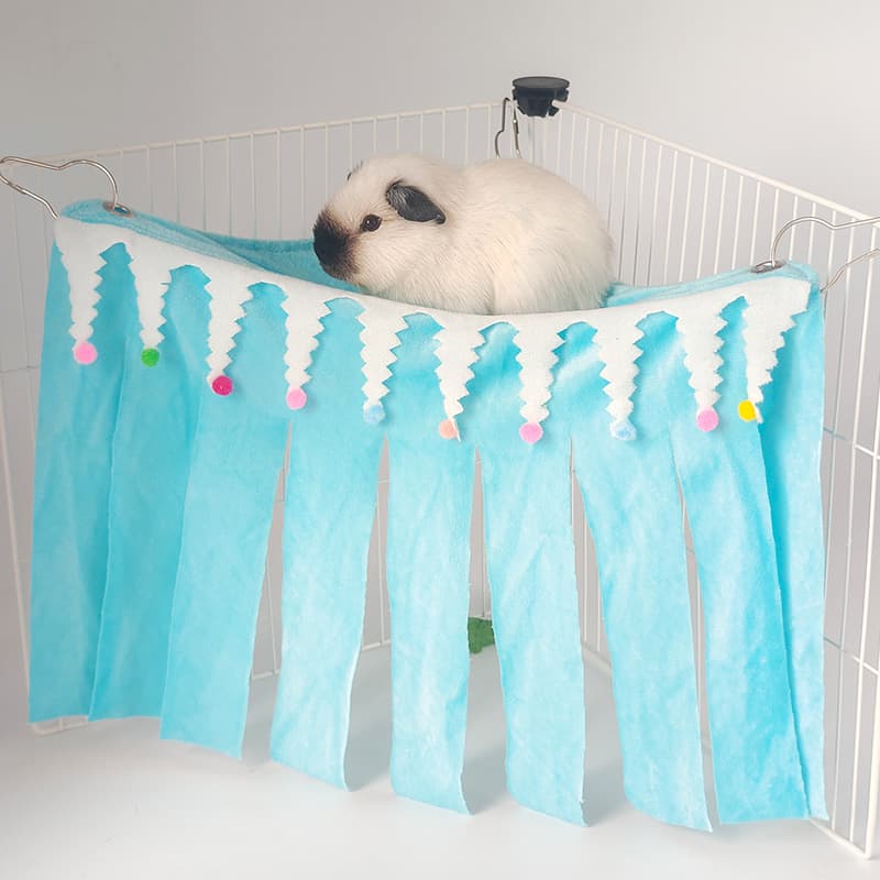 ReignSword Guinea Pig Corner Hideout, Triangular Small Animal Hideaway Hammock, Soft Cage Bed Accessories for Ferret, Hamster, Hedgehog, Chinchilla, Bunny (Blue)