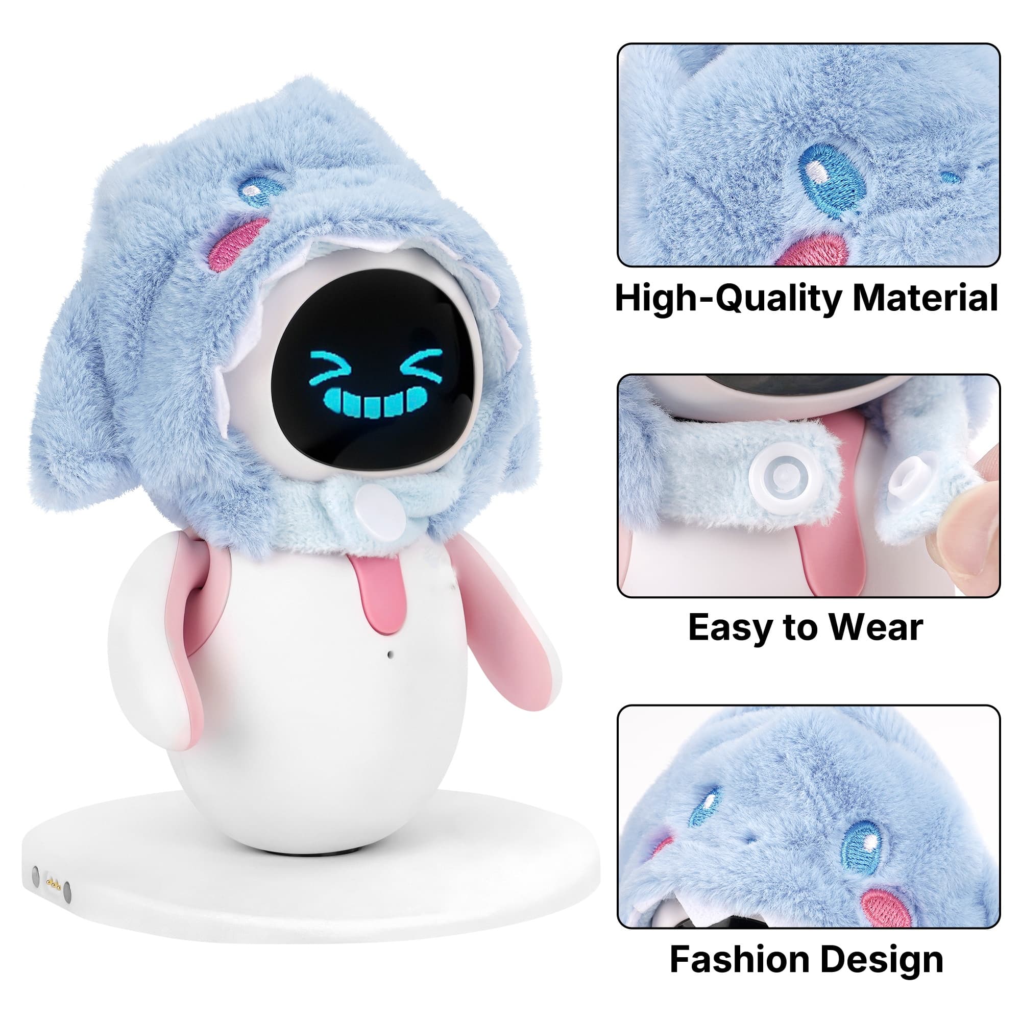 ReignSword Blue Shark Plush Hat Compatible with Eilik Robot, Fun Animal Style Headband, Adorable Soft Plush Robot Costume Accessory - 2