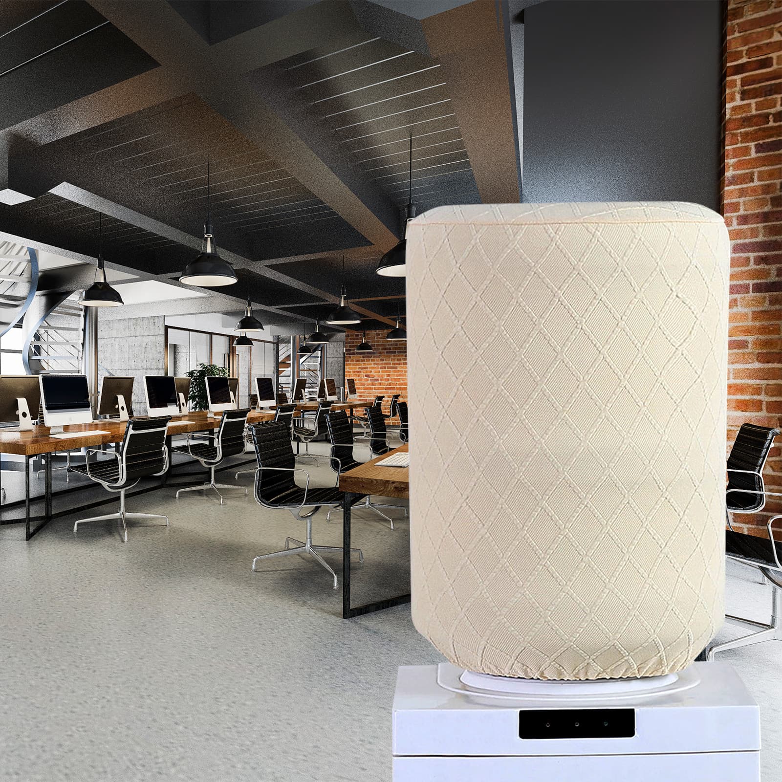 ReignSword Water Dispenser Barrel Cover for 5 Gallon Water Bottle, High Stretchy Water Dispenser Dust Cover, Reusable Furniture Cover Protector for Home or Office (Beige) - 3