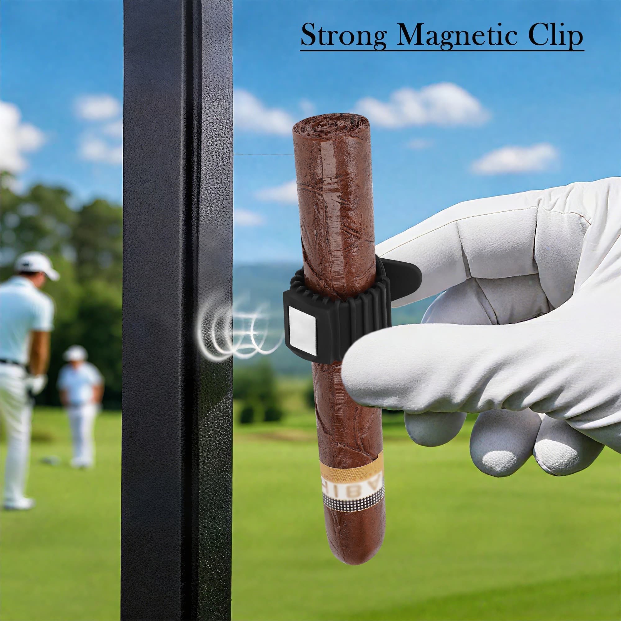 ReignSword 2 Pack Magnetic Cigar Holder for Golf Cart, Adjustable Silicon Clip Fits 45-52 Ring Gauges, Golf Cart Accessories for Golfing, Fishing, Camping & Outdoor (Black) - 4