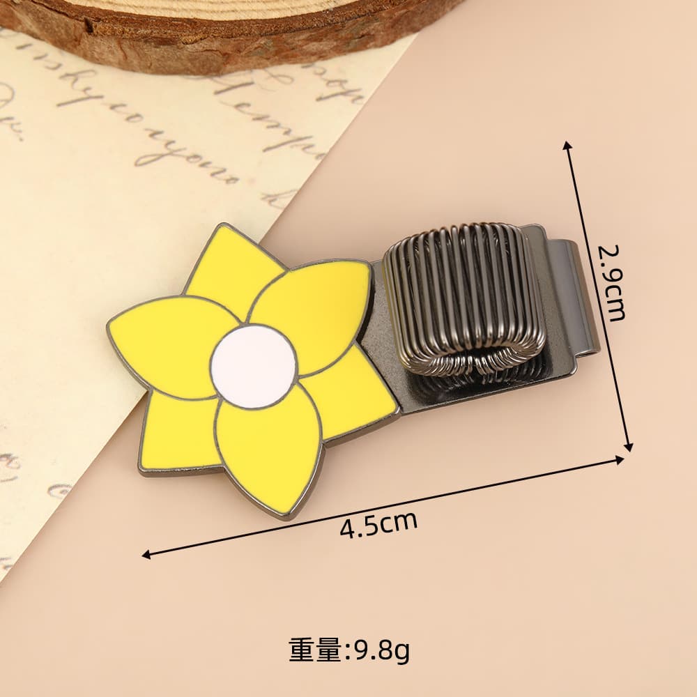 ReignSword 2 Pcs Metal Pen Holder Clips, Decorative Floral Pen Clip, Adjustable Spring Loop Pencil Organizer for Notebooks, Clipboards, Pockets (Pink, Yellow) - 6