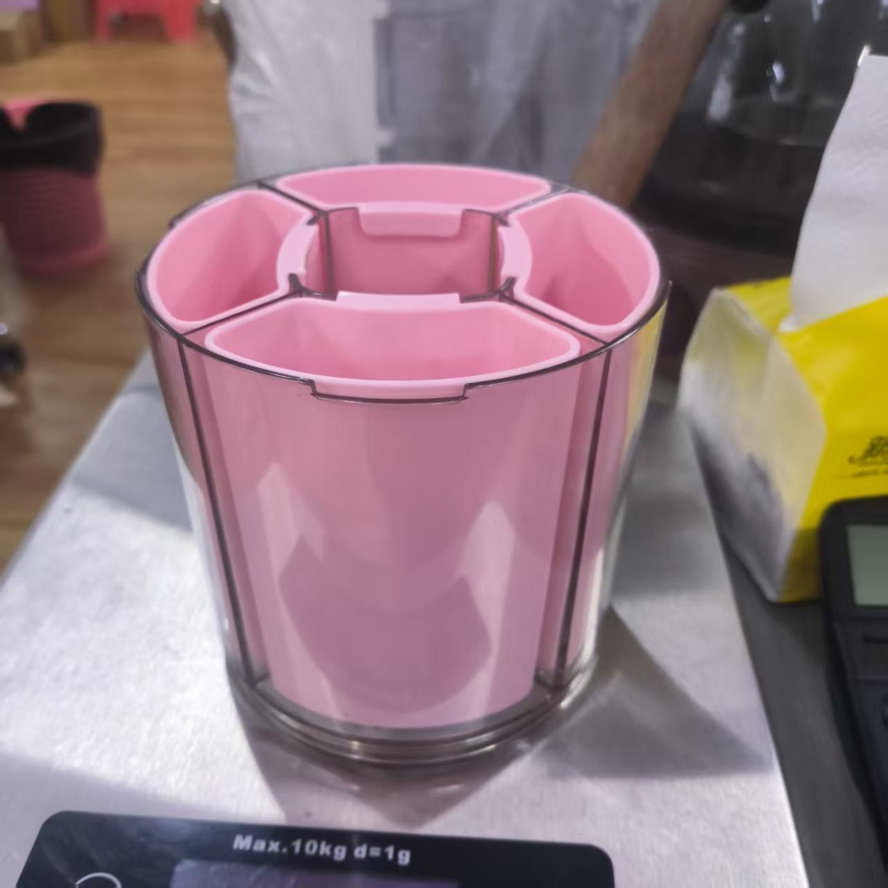 ReignSword 360° Rotating Pen Holder, Expandable 5-9 Slots Desk Organizer, Clear Detachable Pencil Cup Caddy, Aesthetic Desktop Supplies for Office Home (Pink) - 6