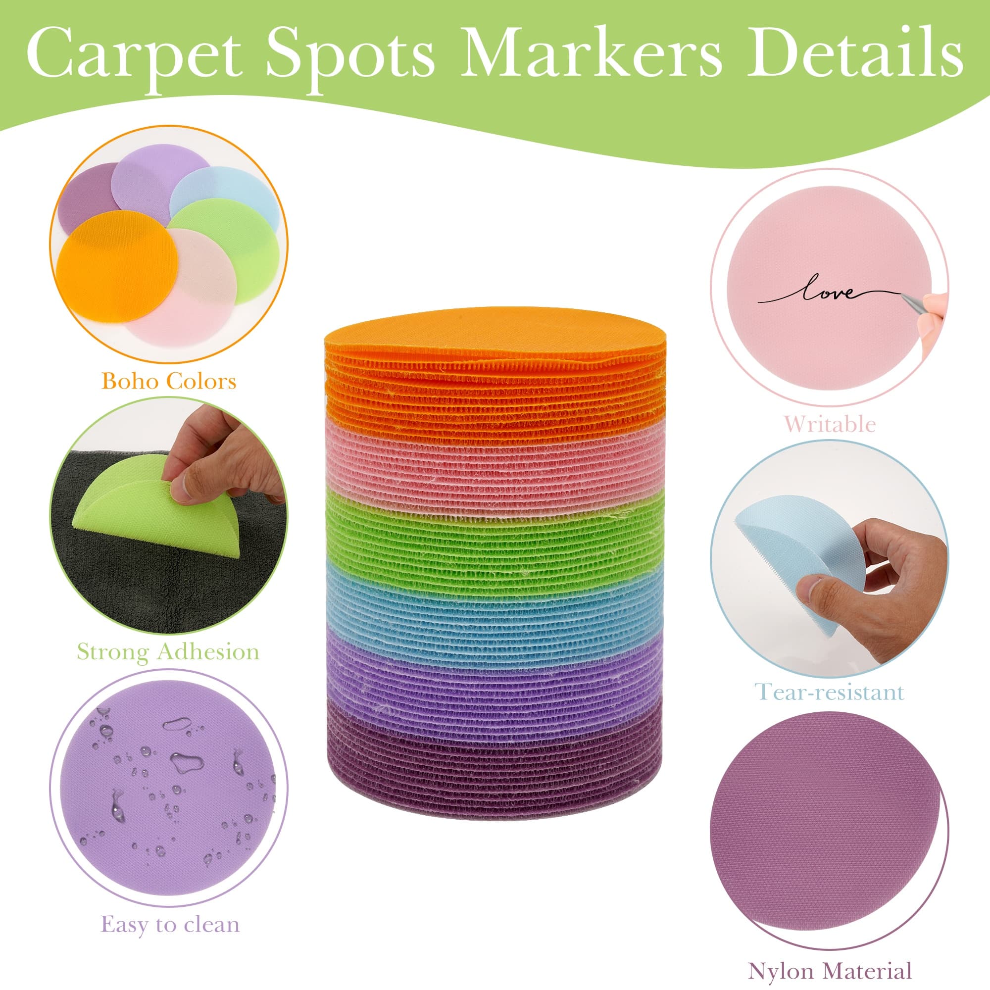 ReignSword 60 Pack Carpet Spots Markers, Multicolour Floor Dots Marker Stickers, Circle Carpet Markers for Group Activity Supplies (4 Inches) - 2