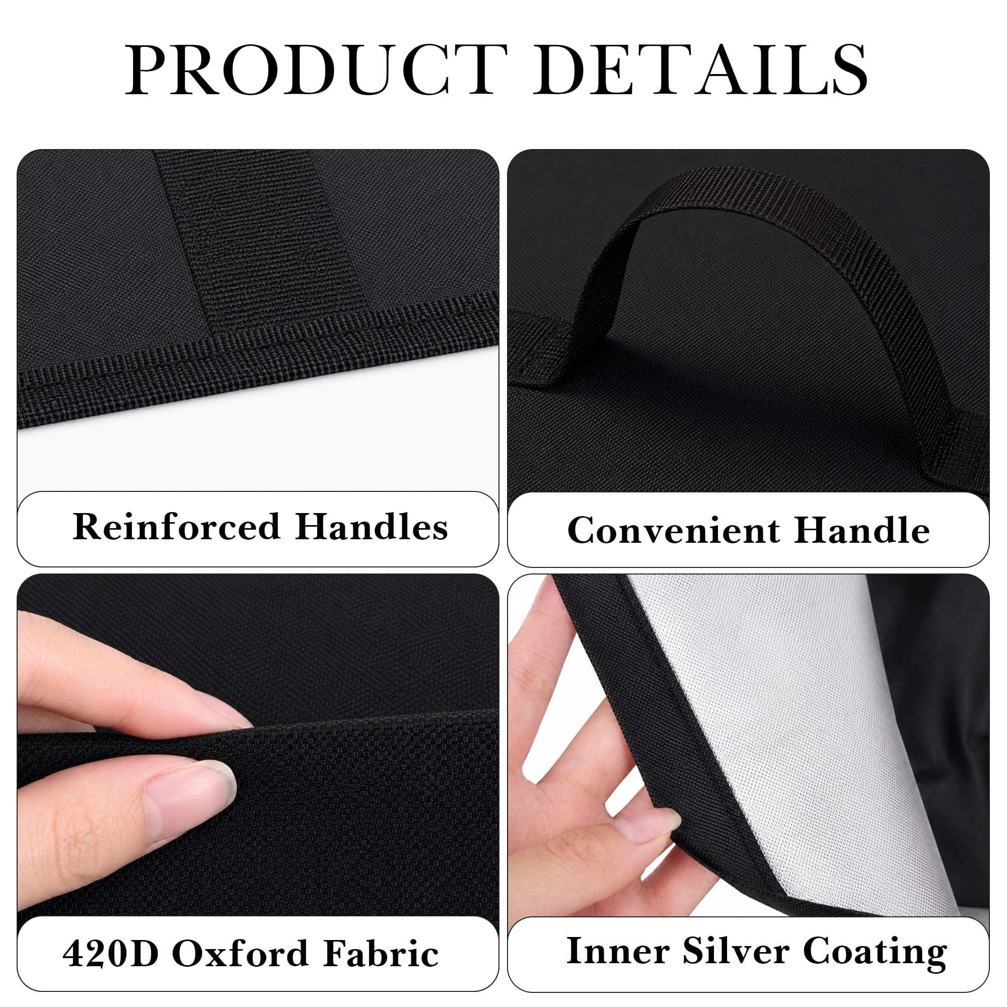 ReignSword Heat Press Dust Cover Compatible with HTVRONT 15" x 15" Machine, 420D Oxford Fabric Waterproof Protective Sleeve with Top Handle (Black, 19.3" x 15.8" x 11.8") - 2