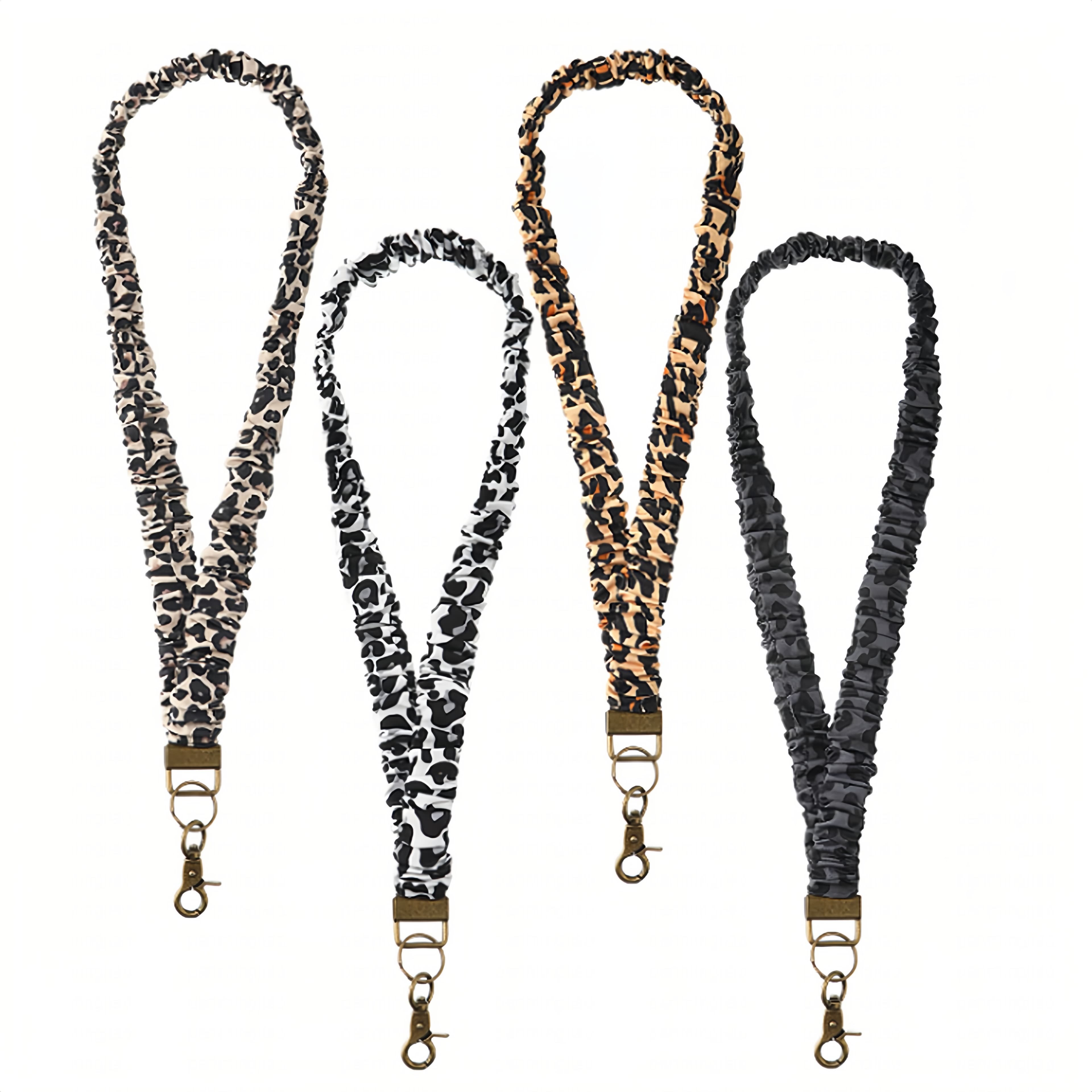 ReignSword 4 Pack Scrunchie Lanyards for ID Badges Keys, Stretchy Lanyard Neck Keychain with Clip, Cute Lanyard for Women (Leopard) - 7