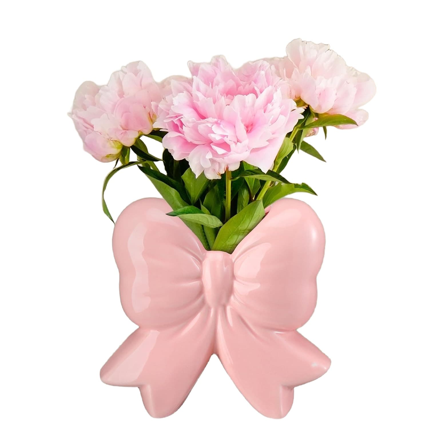 ReignSword Pink Bow Vase, Small Coquette Ceramic Flower Vase for Bouquet, Cute Mini Decorative Vases for Home Office Table Decor - 2