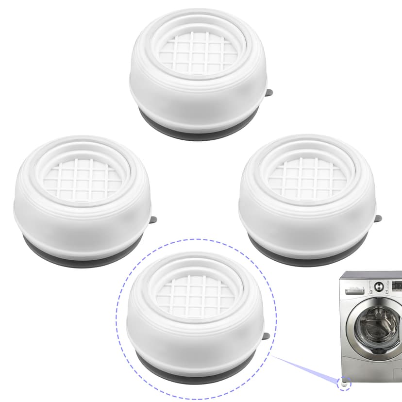 ReignSword 4 Pcs Anti Vibration Pads for Washing Machine, Dryer Foot Pads, Noise Reduction Washing Machine Mat, Shock Absorption (White)