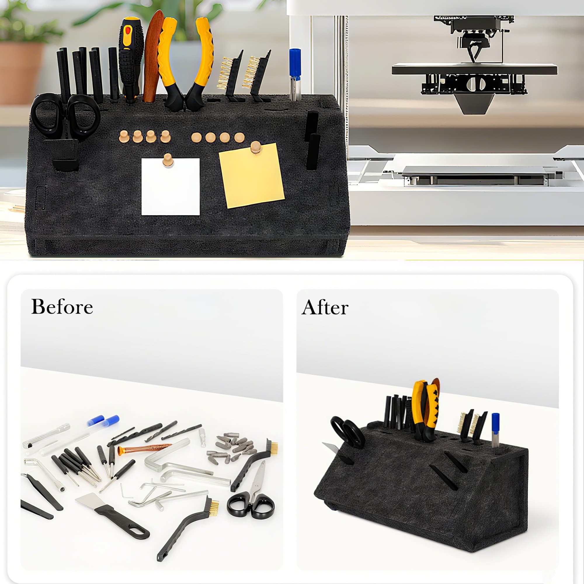 ReignSword Screwdriver Organizer Rack for Workbench, Desktop Hand Tool Storage Holder, Small Detachable Toolbox for Wreches, Scissors, Pliers (Black) - 5