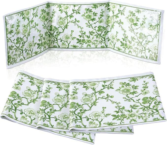 ReignSword 4 Pack Chinoiserie Mahjong Card Sleeve, Soft-printed Fabric Mahjong Card Holder, Scorecard Protector Holder Cover Gifts (Green) - 6