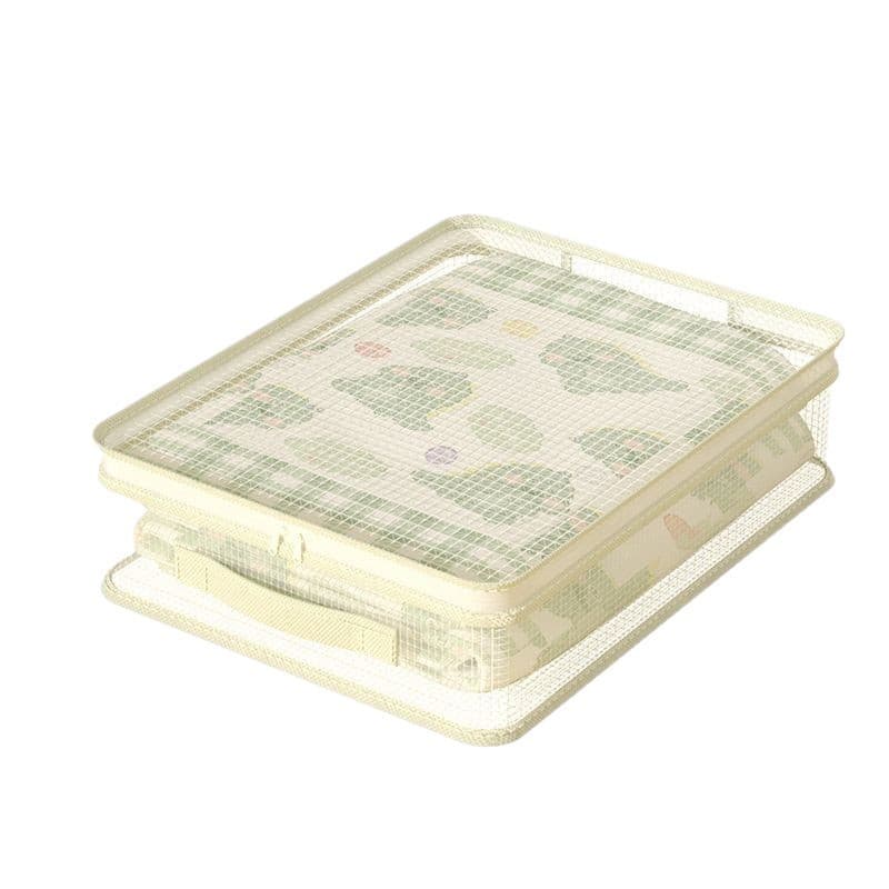 ReignSword 4 Pcs See-Through Closet Organizer Storage Bags, Foldable Mesh Sheet Organizers with Handle,  Zippered Storage Bag for Closet, Blankets, Bedding (Beige, 16 x 12 x 5 Inch) - 6