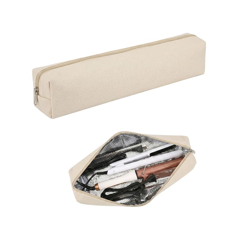 ReignSword Heat Resistant Hot Hair Tools Organizer Bag, Large Portable Travel Storage Case Pouch for Curling Irons, Flat Irons, Hair Straighteners, for Home Bathroom & Travel (Off White, 17.9") - 6