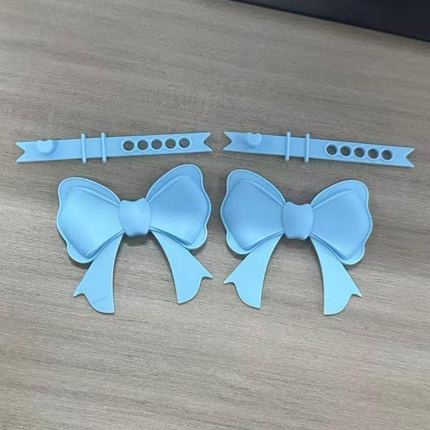 ReignSword 2 Pack Cute Silicone Bow Headphone Decorations, Adjustable Headphone Charms Accessories for Most Headphones, Fun Gift for Women & Gamers (Blue) - 7