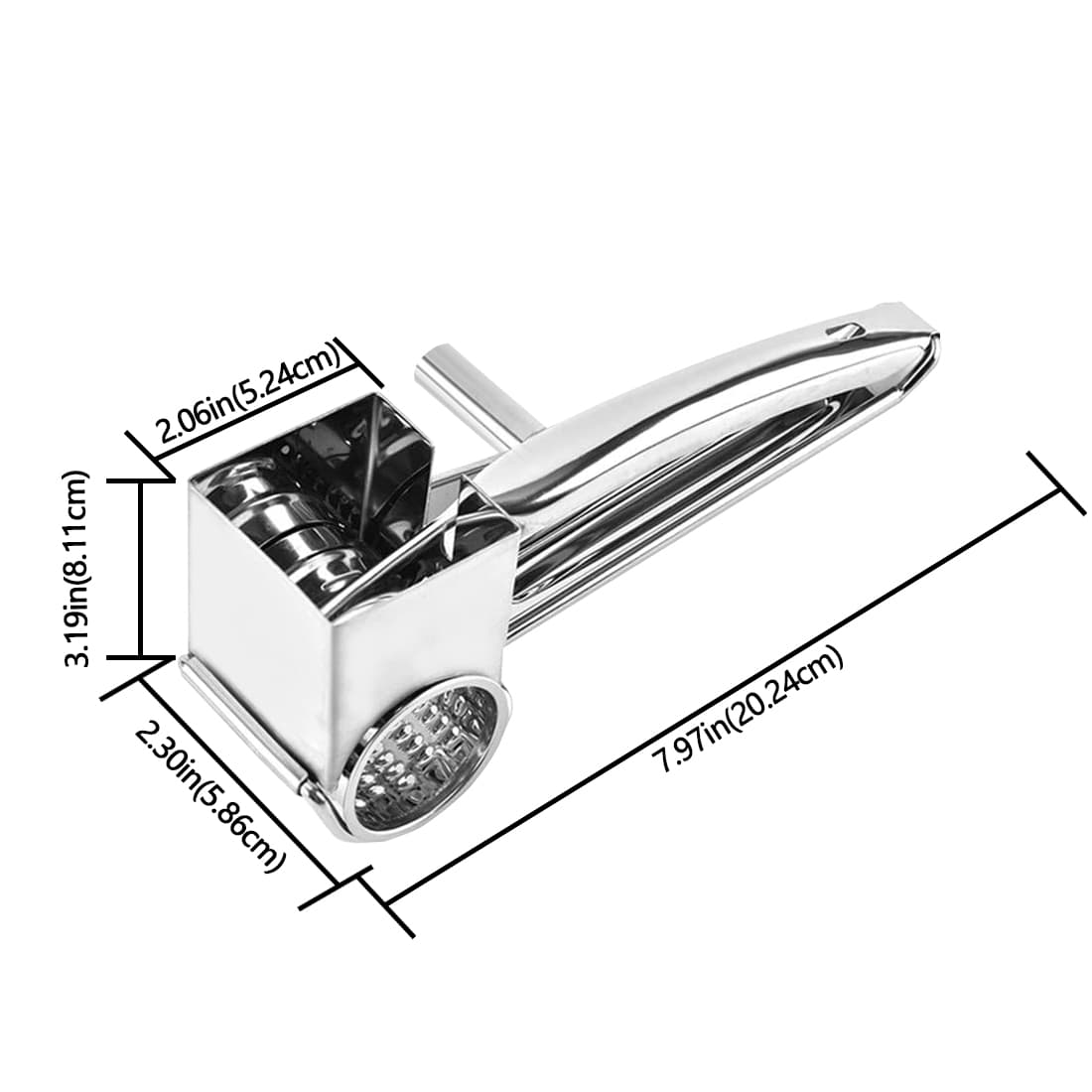 Cheese Grater, Stainless Steel Rotary Cheese Graters Shredder Handheld, Kitchen Grater for Cheese Ginger Vegetables - 1