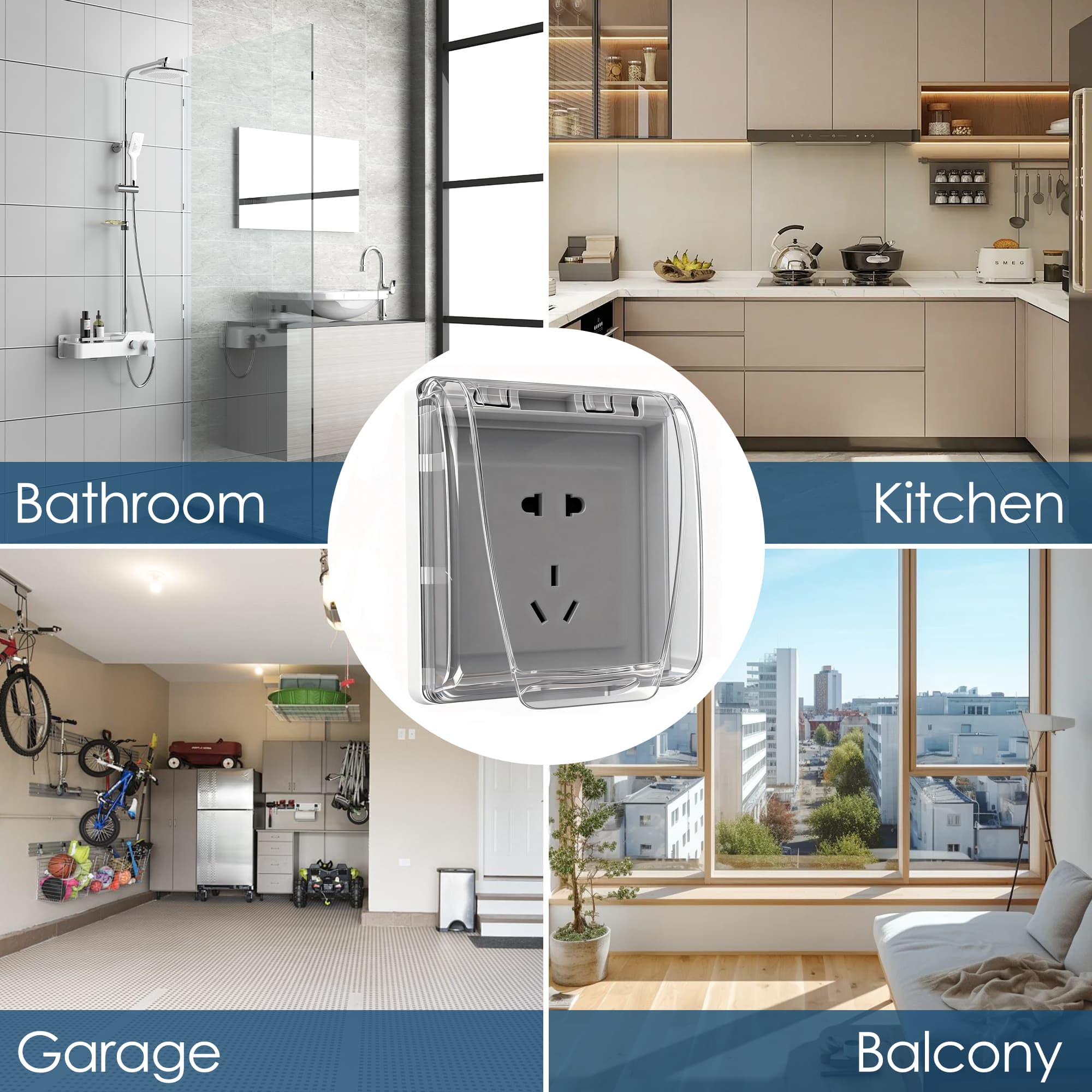 ReignSword Waterproof Outdoor Electrical Outlet Cover with Handle, Plastic Wall Socket Plug Protector, Weatherproof Outside Outlet Box Cover for Bathroom, Kitchen and Balcony (Clear Black) - 5