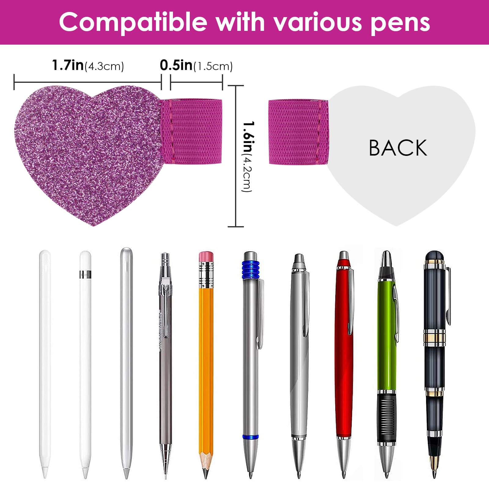 ReignSword Pen Loop Holder Set, 6 Pieces Self-Adhesive Pencil Holder Elastic Design for Notebooks, Elastic Loop Love Pen Holder - 1