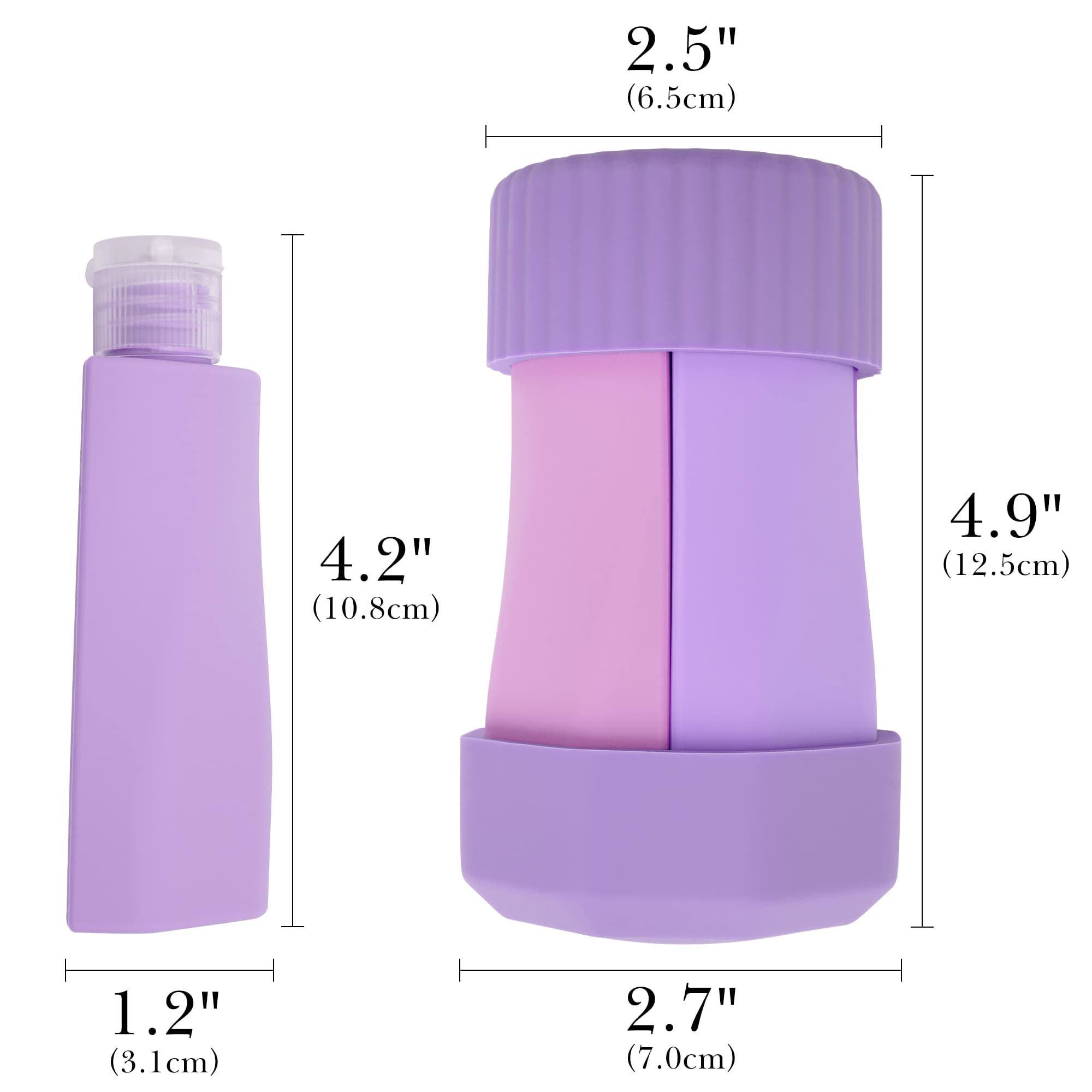 ReignSword 4 in 1 Silicone Travel Bottles, 50ml Refillable Squeeze Containers for Toiletries, Leak-Proof Travel Dispenser for Shampoo, Conditioner, Lotion & Body Wash (Purple) - 1