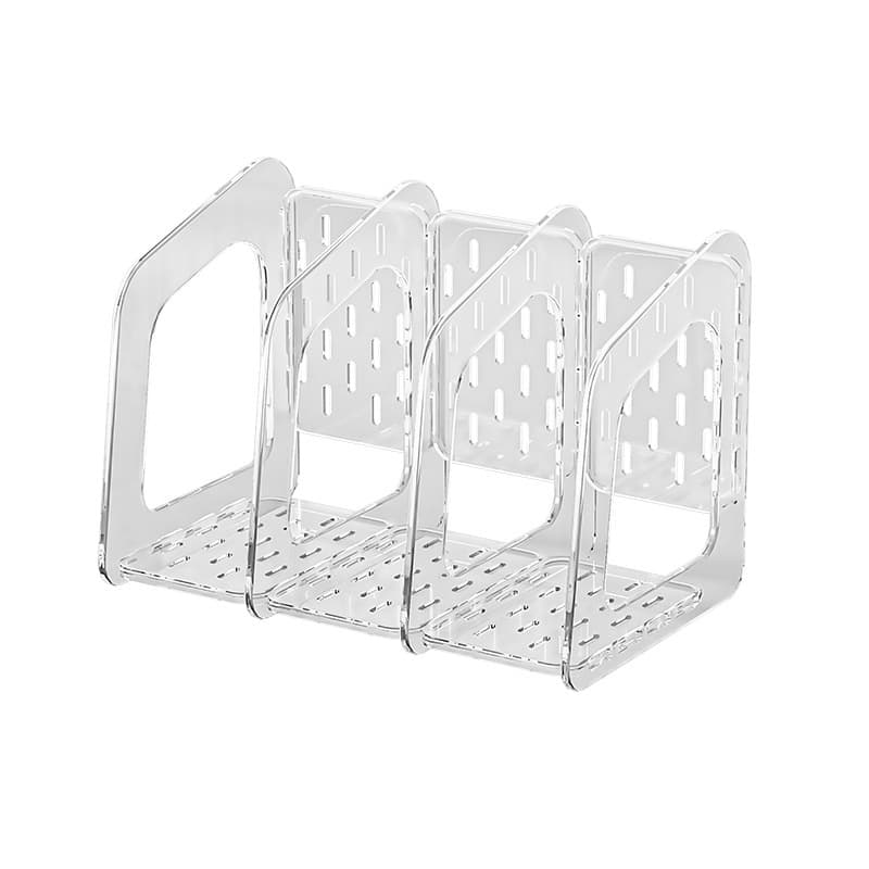ReignSword Clear Desk File Organizer, Detachable Desktop File Sorter with 3 Vertical Sections for Document Magazine Letter Binder, Plastic Files Holder Rack for Home, Office - 6