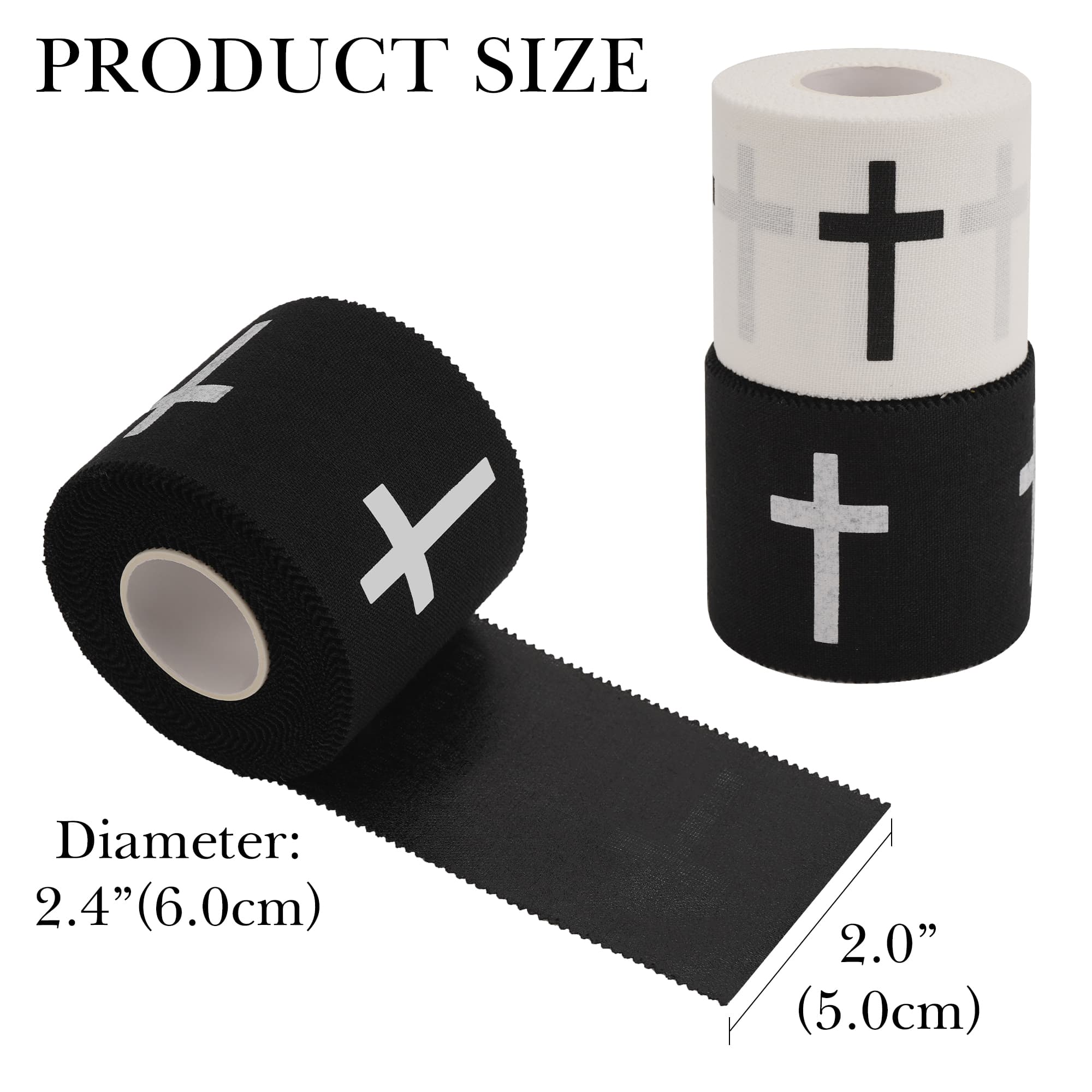 ReignSword 4 Pack Athletic Sports Tape with Cross Pattern, Cotton Wrist Ankle Tape, First Aid Injury Wrap for Boxing, Tennis, Football Baseball Hockey Soccer (2in x 23ft) (Black & White) - 2