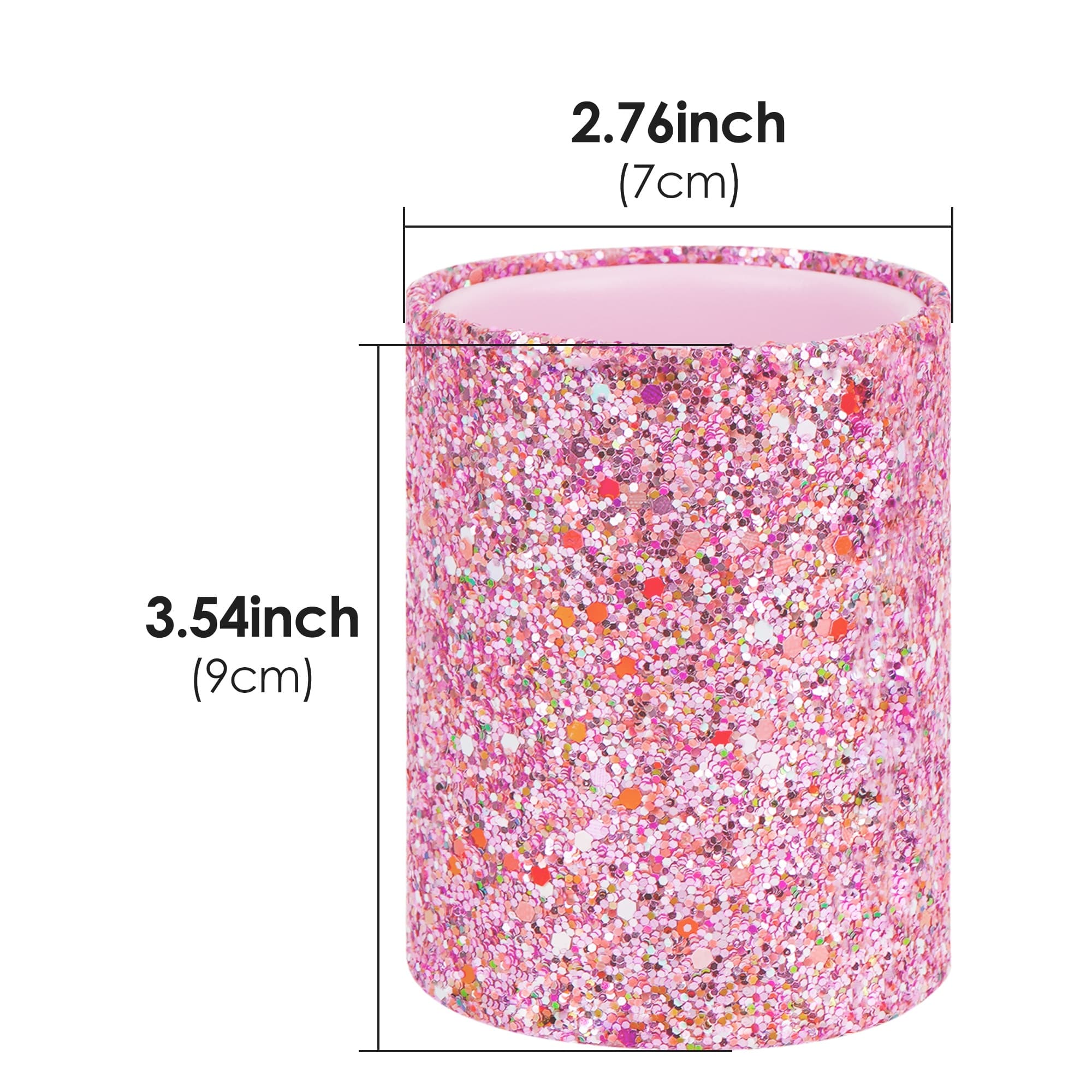 ReignSword Pen Holder for Desk, Cute Pink Glitter Pencil Cup with Vegan Leather Material for Women & Girls, Aesthetic Desk Organizer for Home Office - 1