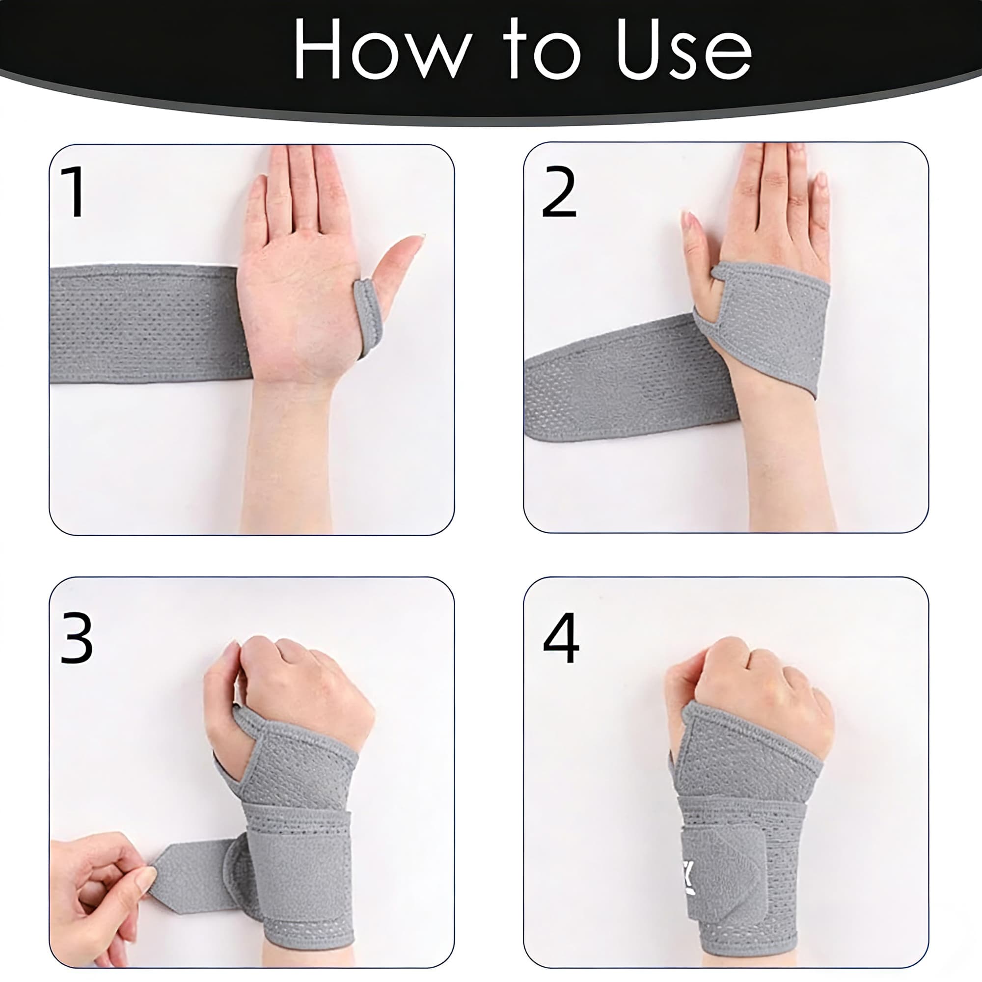 ReignSword 2 Pack Thin Mesh Wrist Brace for Men & Women, Adjustable Breathable Wrist Support for Relieve Tendonitis, Sprain, Carpal Tunnel & Wrist Strain, Gym Wrist Wraps for Workouts, Tennis (Gray) - 2