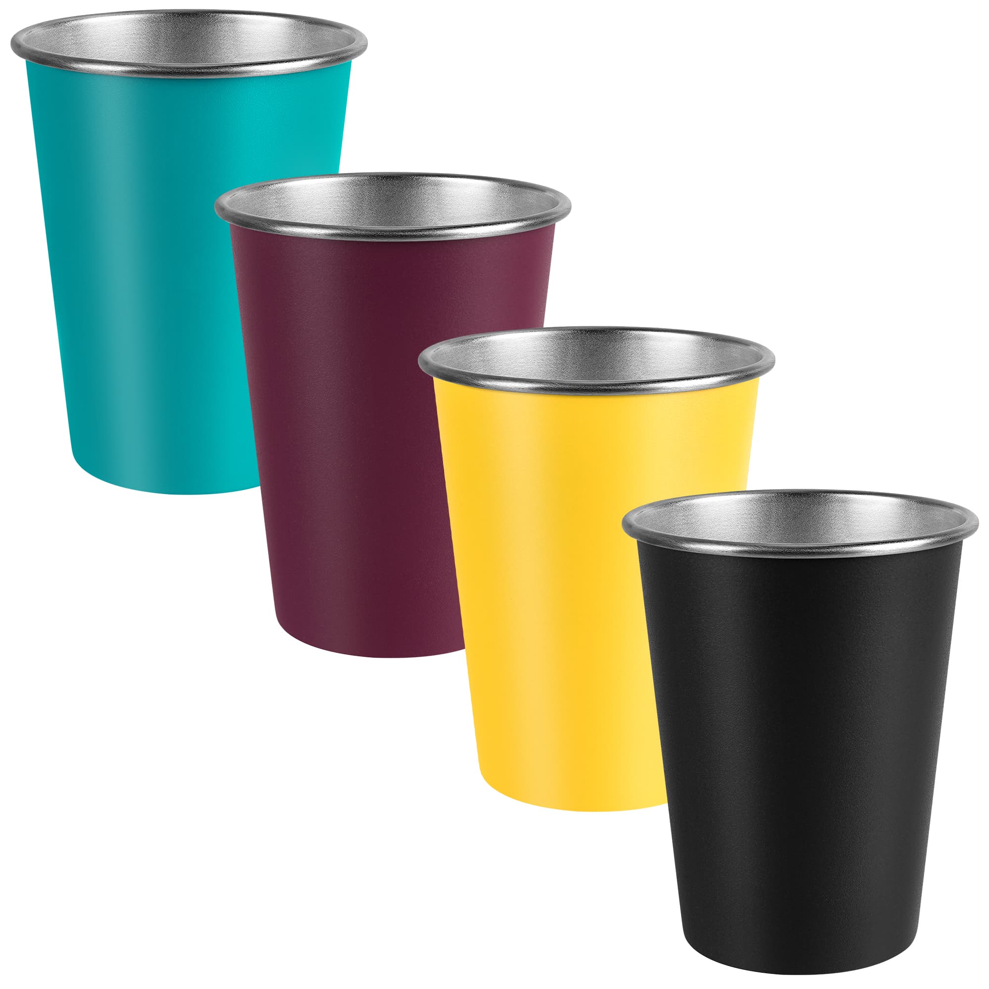 ReignSword 4 Pack Stainless Steel Pint Cups, 12 oz Metal Unbreakable Drinking Tumblers, Stackable Drinking Glasses for Adults, Reusable for Home, Bar, Restaurant, Party, Picnic, Camping & Outdoor - 1