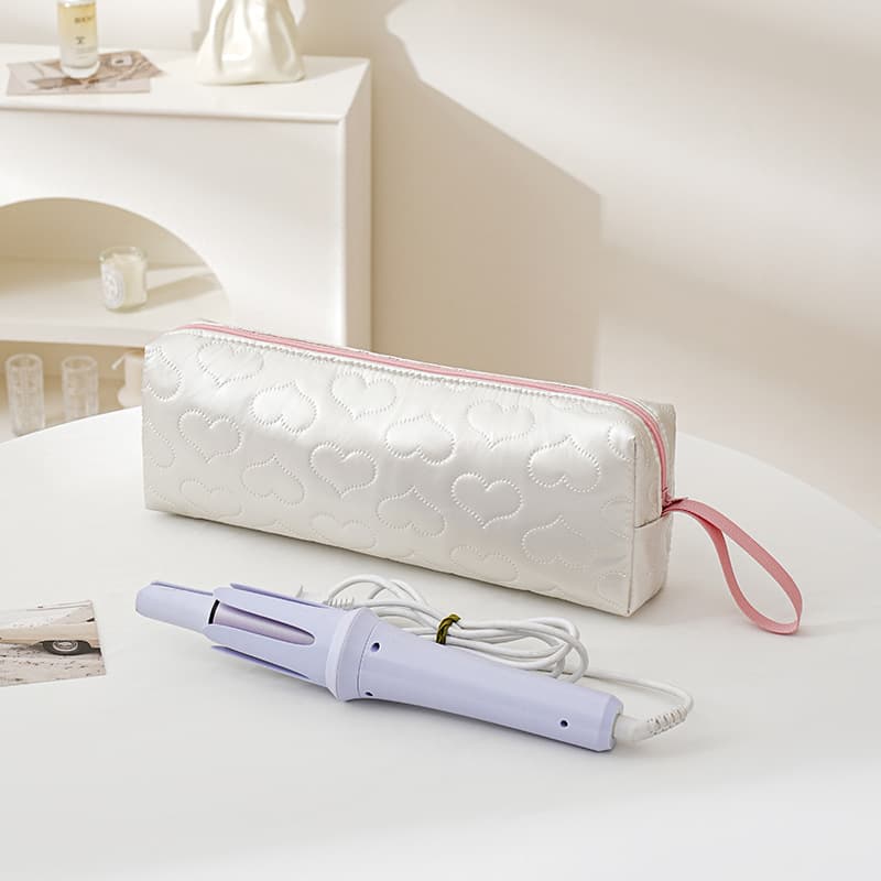 ReignSword Heat Resistant Hair Tools Travel Bag, Portable Storage Case Pouch with Heart Pattern for Curling Irons, Flat Irons, Hair Straighteners and Accessories (White) - 1