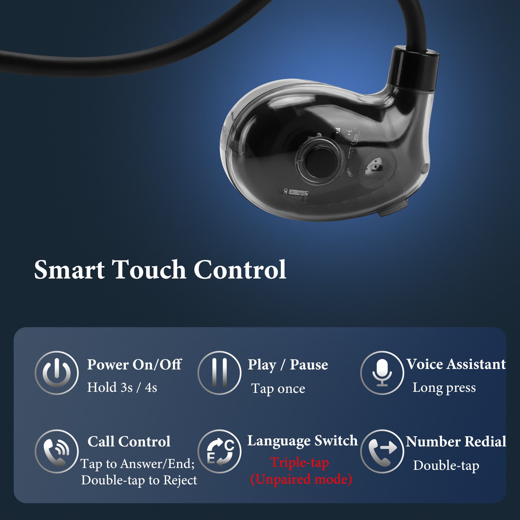ReignSword Open Ear Headphones, Bluetooth 6.0, Wireless Air Conduction Headphones Sport Earbuds, Premium Sound, 8-Hour Life, 17g Lightweight Earphones for Running Cycling Workouts (Black) - 4