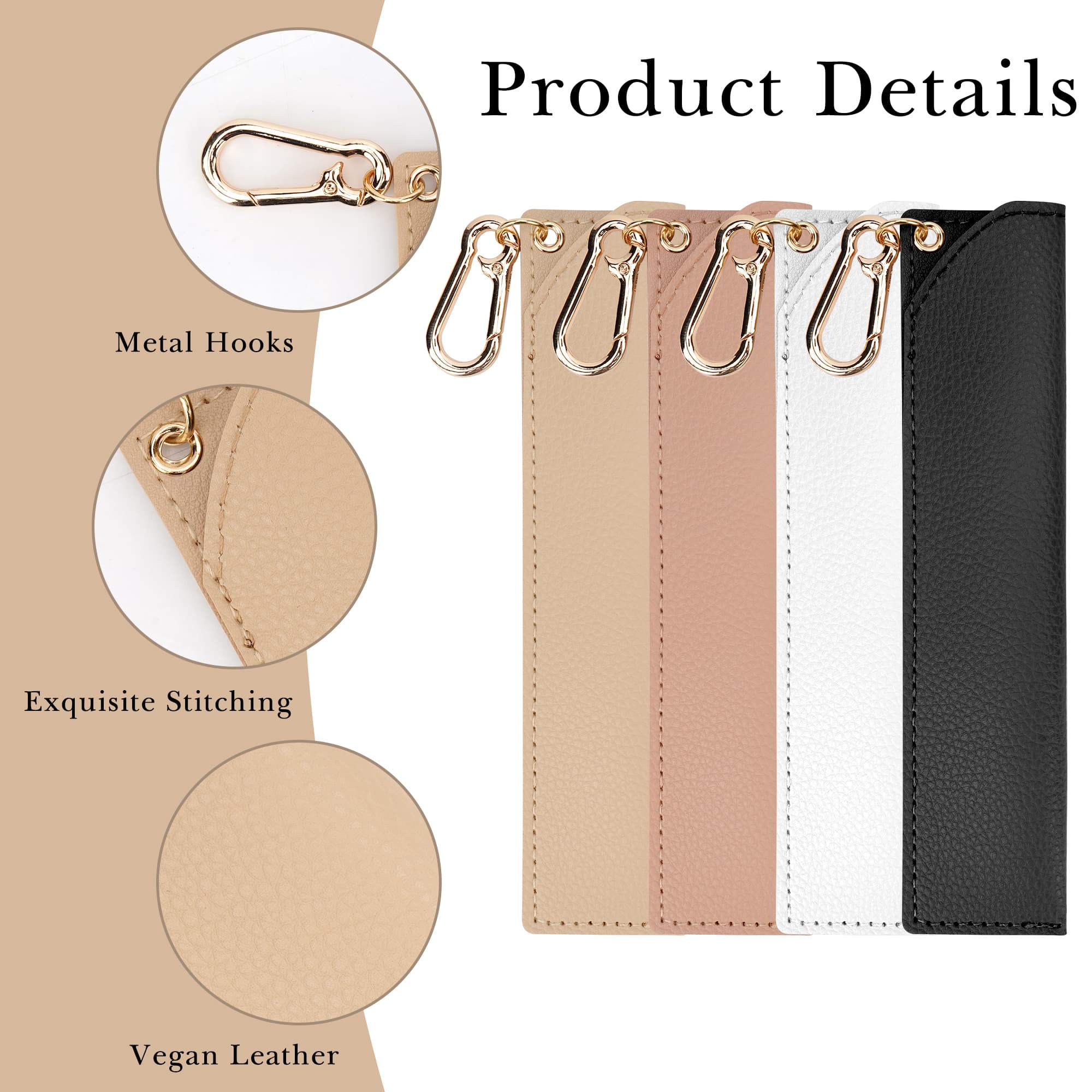ReignSword 4 Pcs Pen Holder for Lanyard, Vegan Leather Anti-Lost Pen Clip Keychain, Portable Pencil Pouch Pocket for Nurses, Courier, Clerk (Lychee Pattern) - 2
