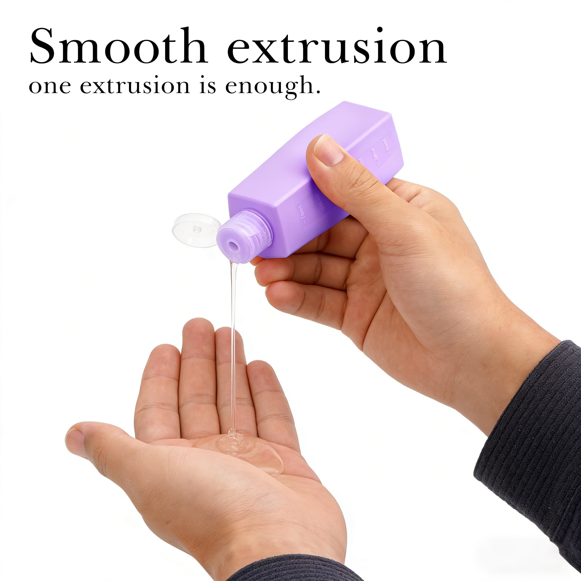 ReignSword 4 in 1 Silicone Travel Bottles, 50ml Refillable Squeeze Containers for Toiletries, Leak-Proof Travel Dispenser for Shampoo, Conditioner, Lotion & Body Wash (Purple) - 3