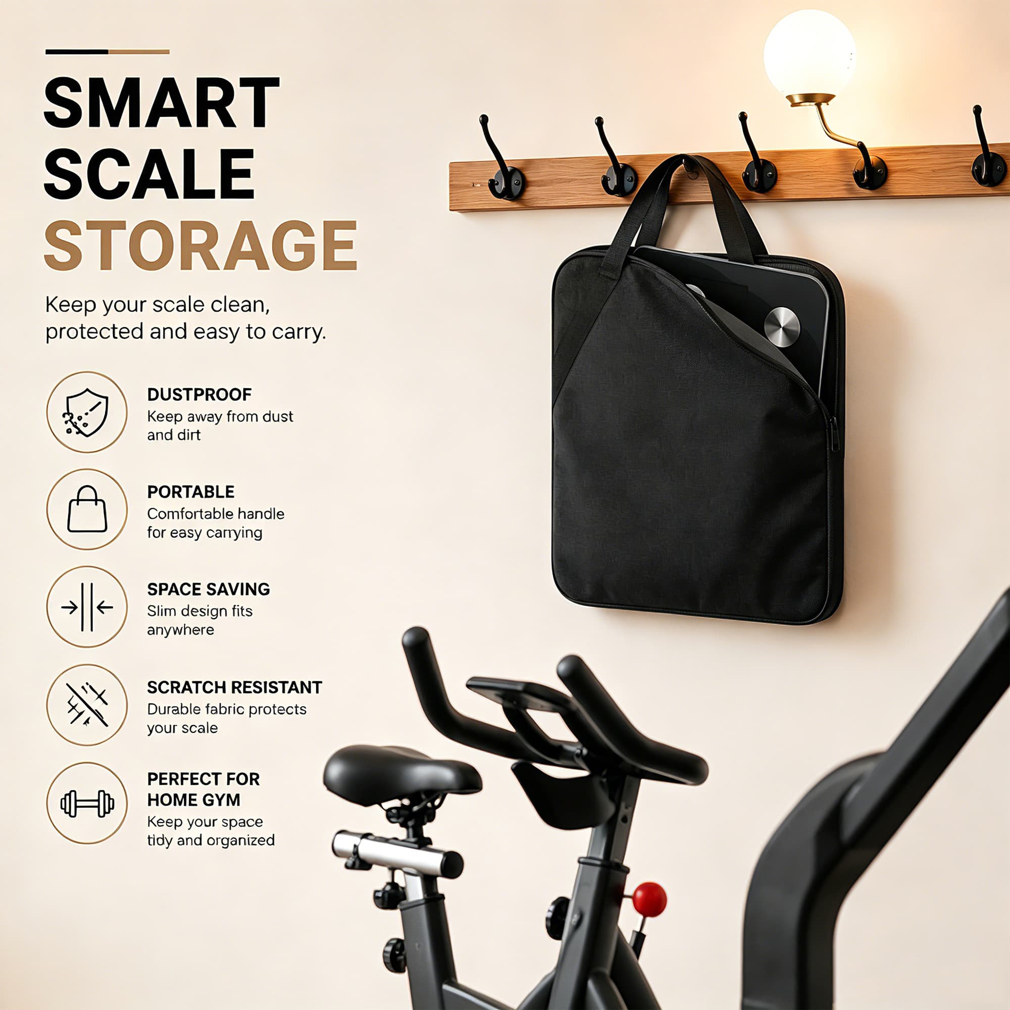 ReignSword Carrying Bag for Body Scale, Compatible with INEVIFIT Bathroom Scale, Travel Storage Case for Digital Bathroom and Smart Scales, 13.5 x 13.5 Inch Protective Pouch (Black) - 5