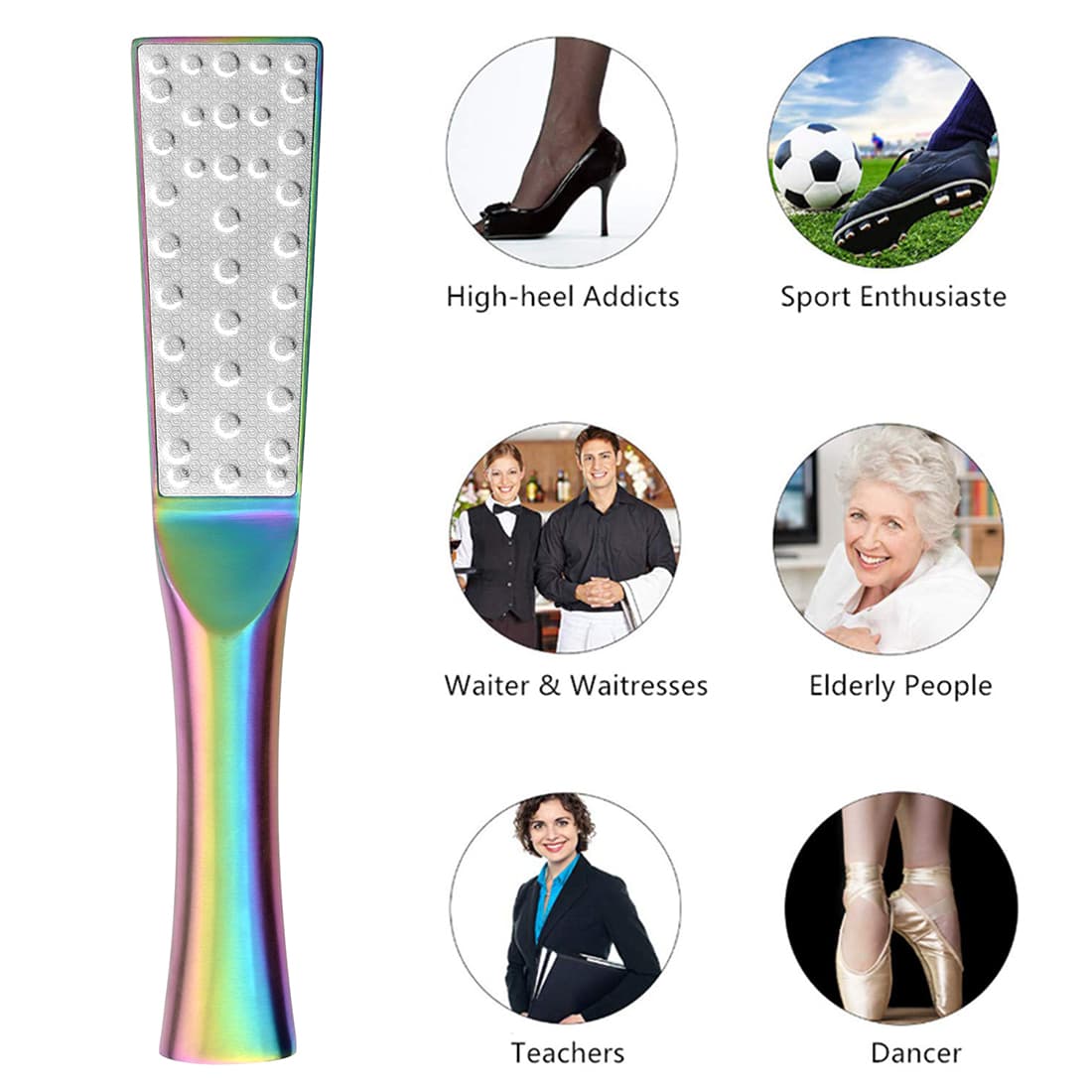 ReignSword Pedicure Foot File Callus Remover, Double-Sided Scrubs Stainless Steel Foot Rasp, Pedicure Callus Foot Rasp File Remover for Wet, Dry Feet - 5