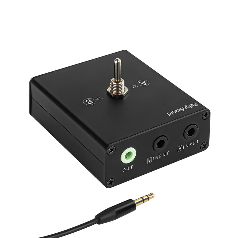 3.5 mm Audio Switcher, 2 Ports Audio Splitter Box (2 In 1 Out / 1 In 2 Out) Mini Headphone Manual Selector Converter with Bonus 47.2 in (120 cm) Cable, No External Power Required
