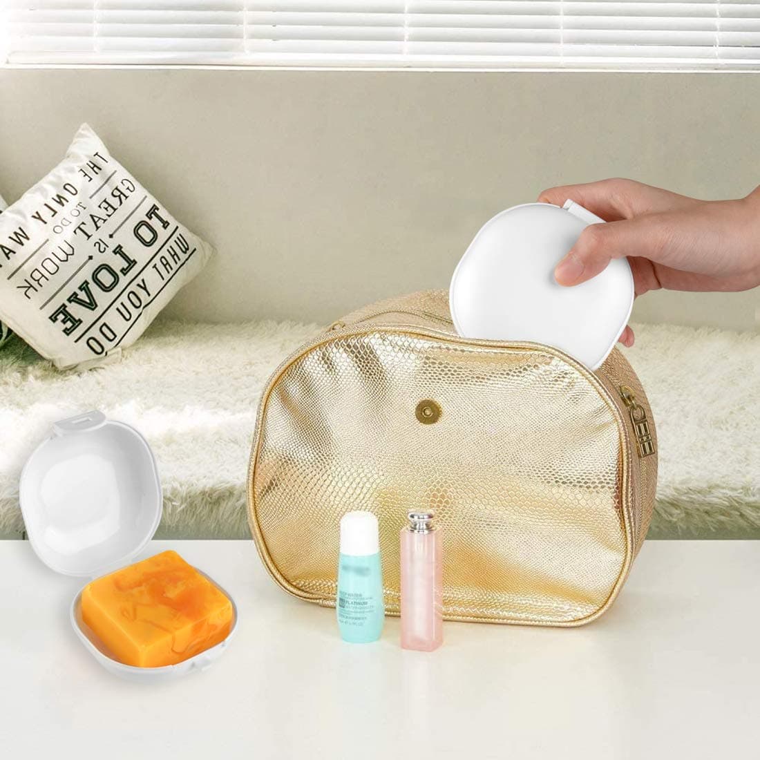 ReignSword 2 Pack Travel Soap Case, Portable Travel Soap Container Small Holder Case, Airtight Soap Box Tray for Shower Bathroom Travel Outdoor (White) - 3