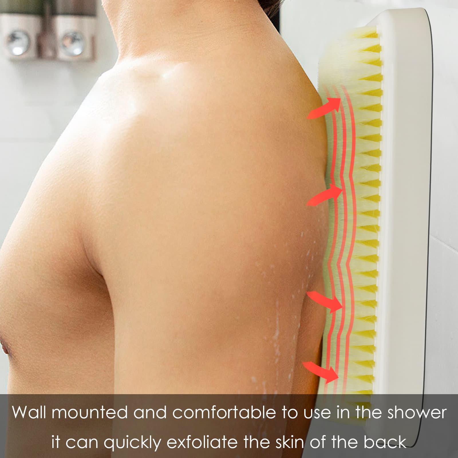 ReignSword Wall Mounted Back Scrubber for Shower, Exfoliating Bath Wash Pad, Hands-Free Back Body Brush Scrubber for Men Women - 5