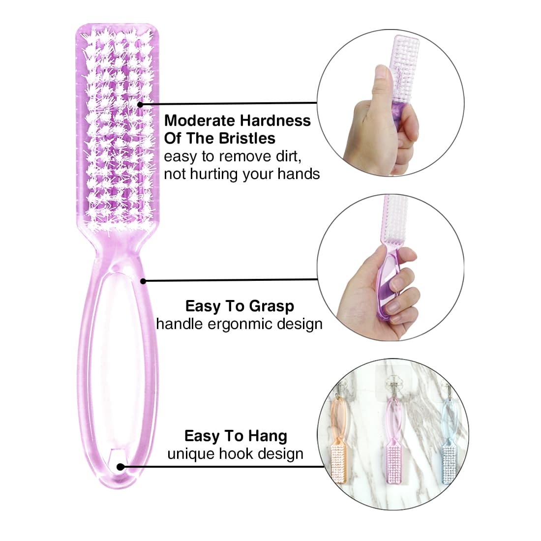 Nail Brush, 10 Pieces Fingernail Brush with Handle Grip, Multicolor Nail Brushes for Cleaning, Nail Scrub Brush for Toes and Nails Cleaner Men and Women - 2