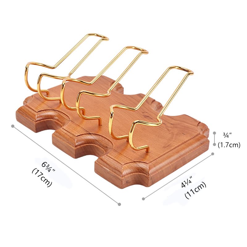 ReignSword Wooden Tobacco Pipe Stand Holder with 3 Display Metal Slots, Family Home Pipe Accessories for Tobacco - 1