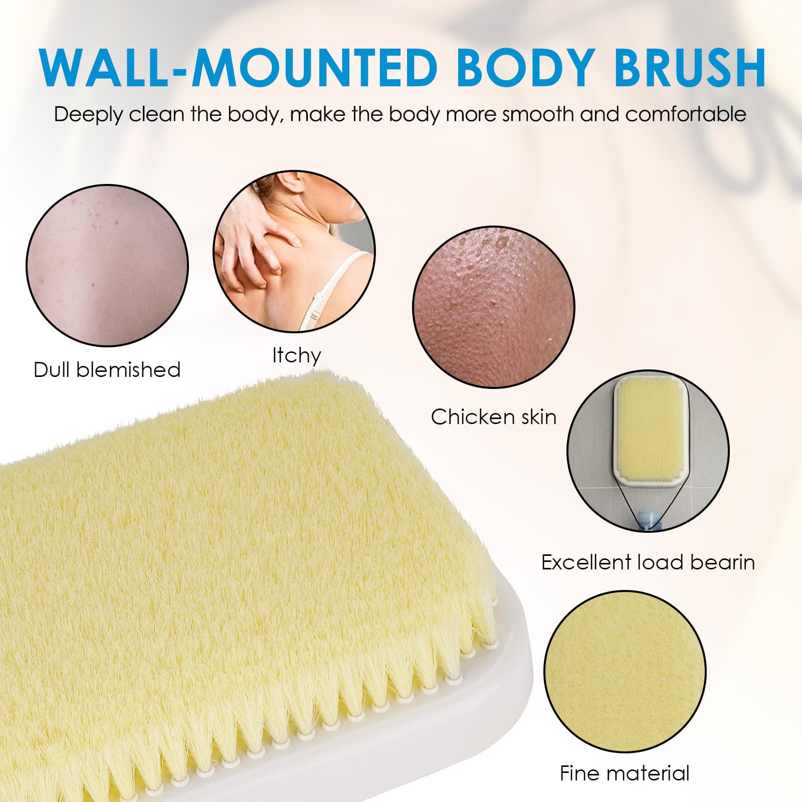 ReignSword Wall Mounted Back Scrubber for Shower, Exfoliating Bath Wash Pad, Hands-Free Back Body Brush Scrubber for Men Women - 3