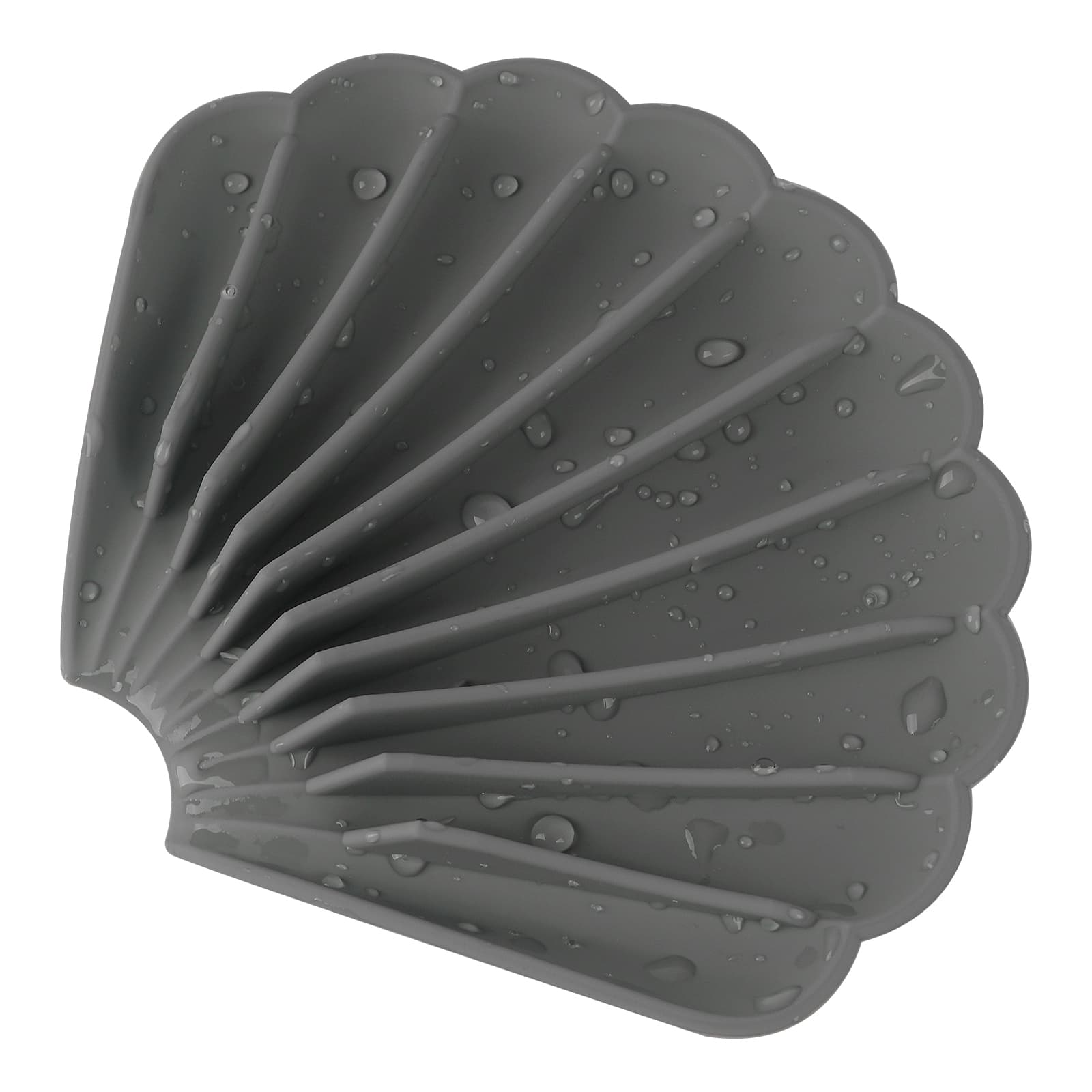 ReignSword 3 Pcs Soap Dishes with Drain, Shell Shape Silicone Self Draining Soap Tray Bar Soap Holder for Bathroom Shower Kitchen (Blue, Green, Grey) - 2