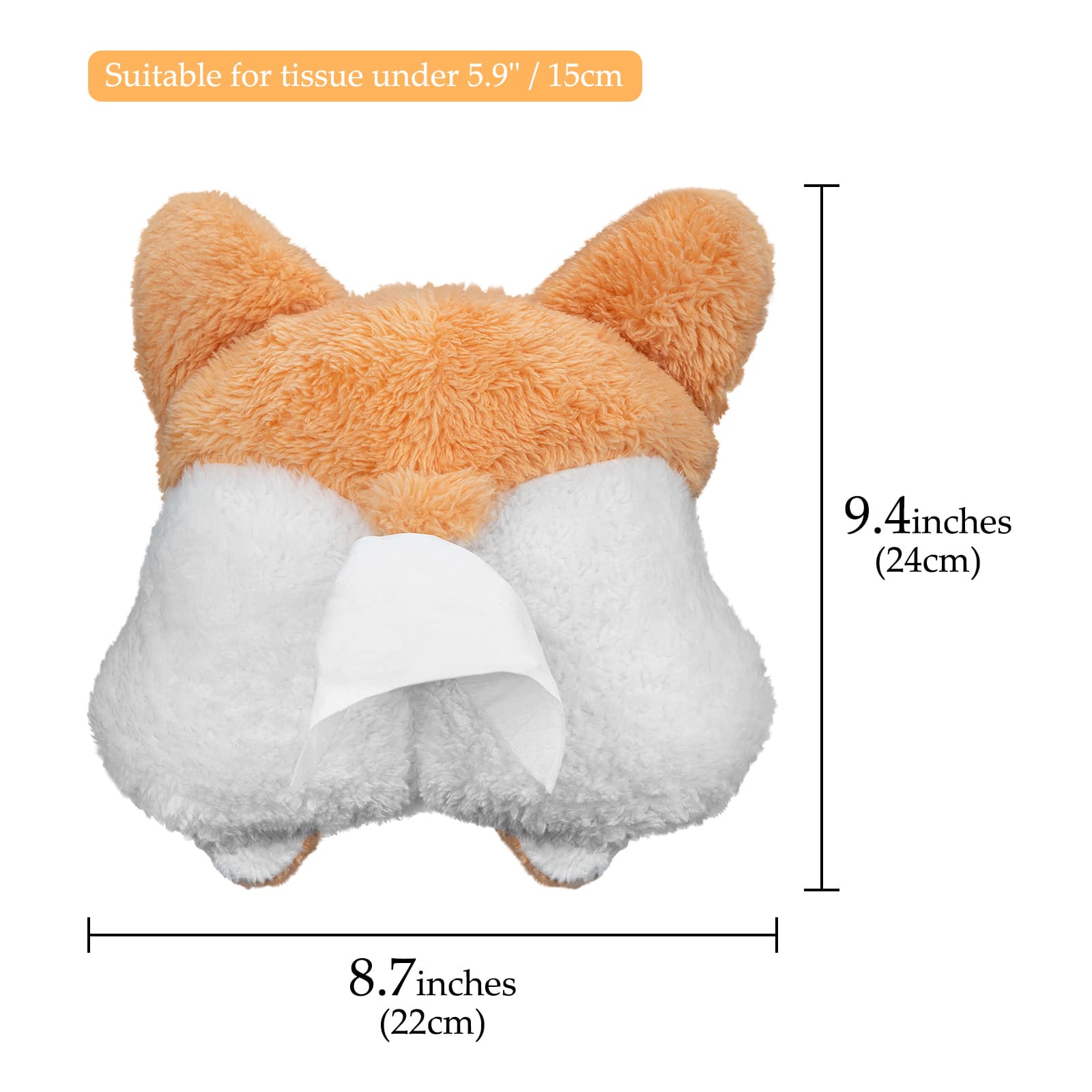 ReignSword Corgi Butt Shaped Car Tissue Box Holder, Soft Adorable Plush Napkin Box Tissue Case - 8