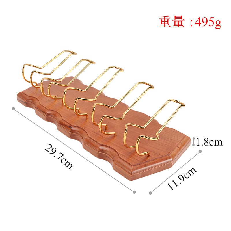 ReignSword Wooden Tobacco Pipe Stand Holder with 5 Display Metal Slots, Family Home Pipe Accessories for Tobacco - 6