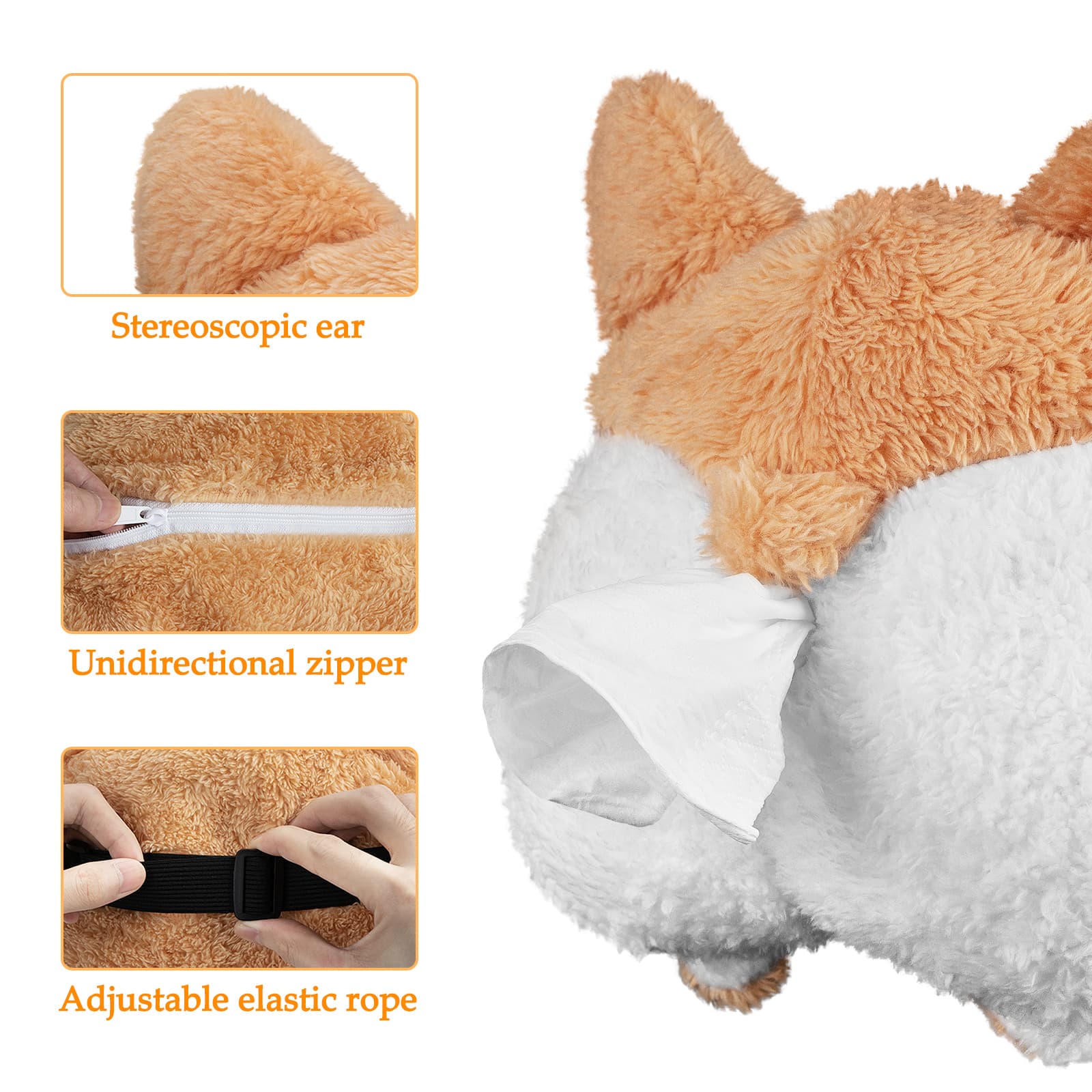 ReignSword Corgi Butt Shaped Car Tissue Box Holder, Soft Adorable Plush Napkin Box Tissue Case - 1