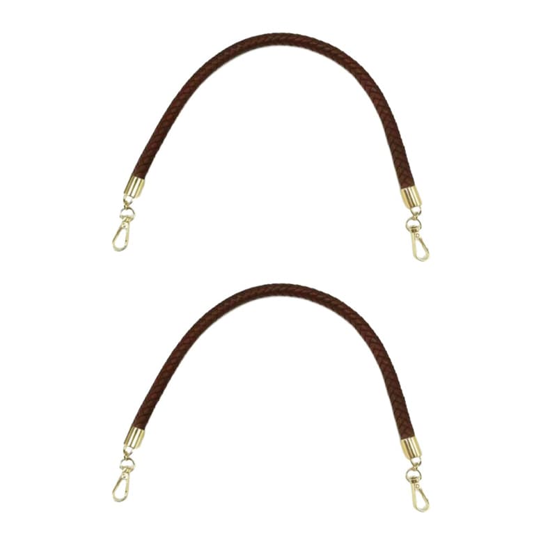 ReignSword Vegan Leather Purse Strap, 2 Pcs Braided Purse Replacement Handle for Women's Shoulder Bag, Handbag Handles (Brown, Gold Hook) - 6