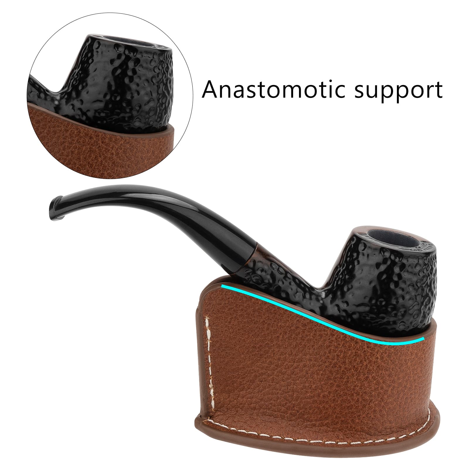 ReignSword Leathern Tobacco Pipe Stand Holder, Family Home Pipe Accessories for Tobacco - 3