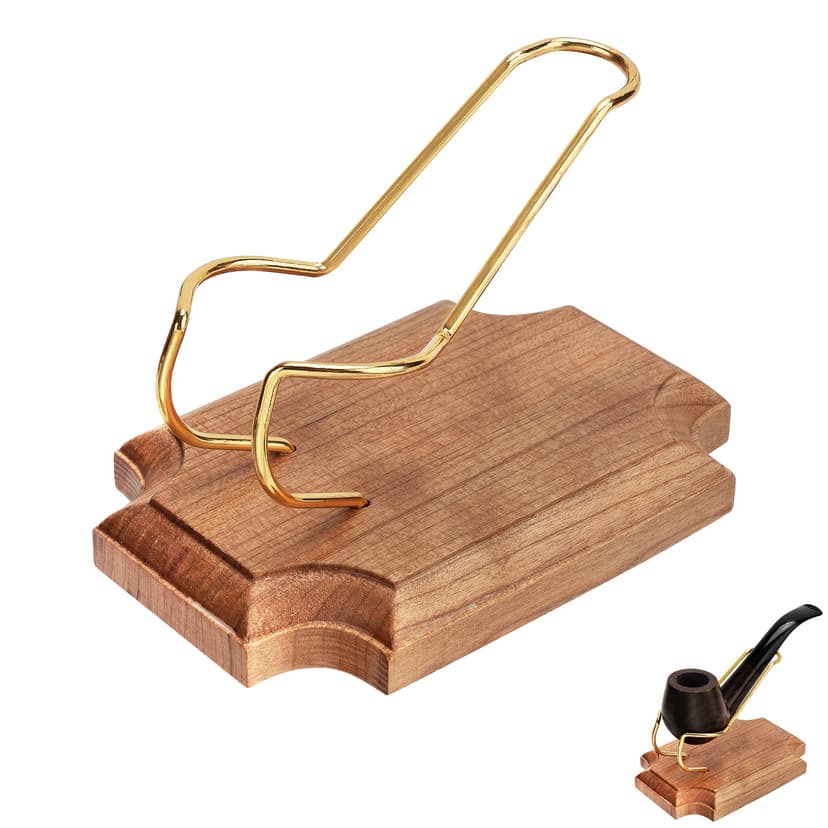 ReignSword Wooden Tobacco Pipe Stand Holder with Display Metal Slots, Family Home Pipe Accessories for Tobacco (Diamond)