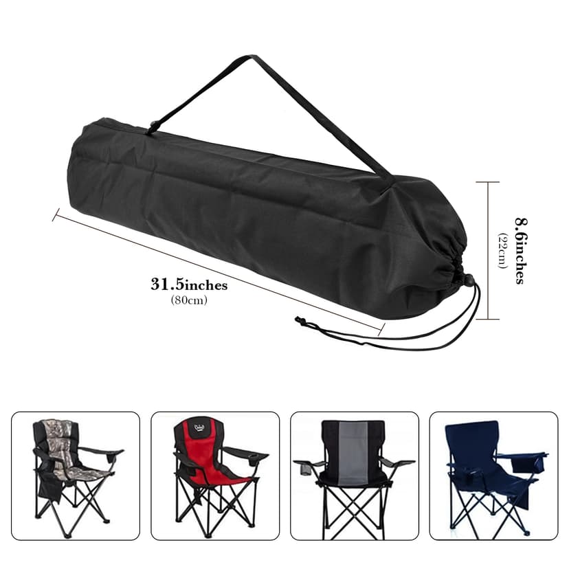 ReignSword Camping Chair Large Replacement Bag, 31 inches Folding Chair Carrying Bag with Adjustable Shoulder Strap and Large Mouth for Sport Events, Compatible with GCI, Nice C, Cascade (Black)