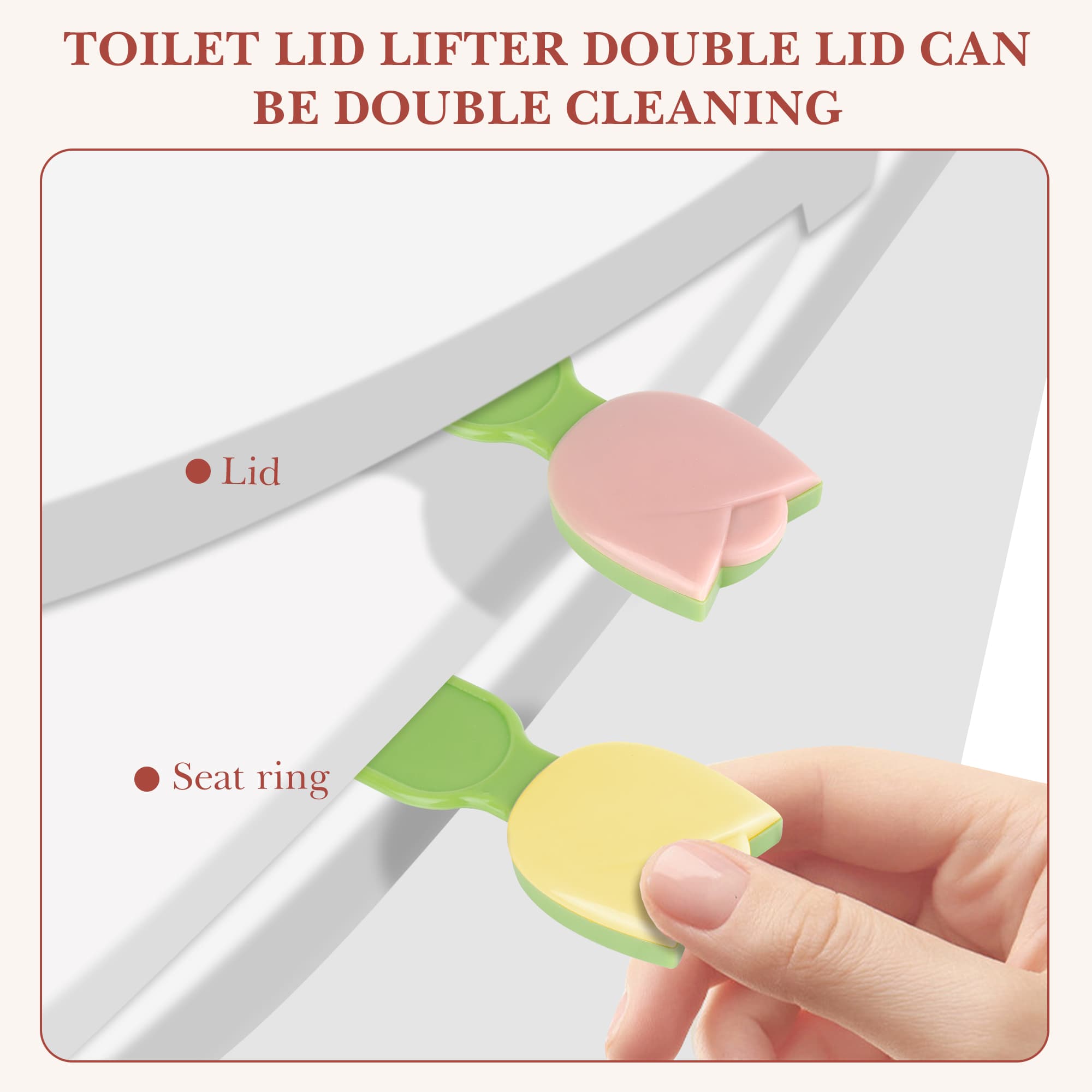 ReignSword Pack of 3 Flower Shape Toilet Seat Lift Handle, Toilet Lid Lifter with Scented Tablets , Avoid Touching Toilet Seat Accessories for Home Bathroom - 2